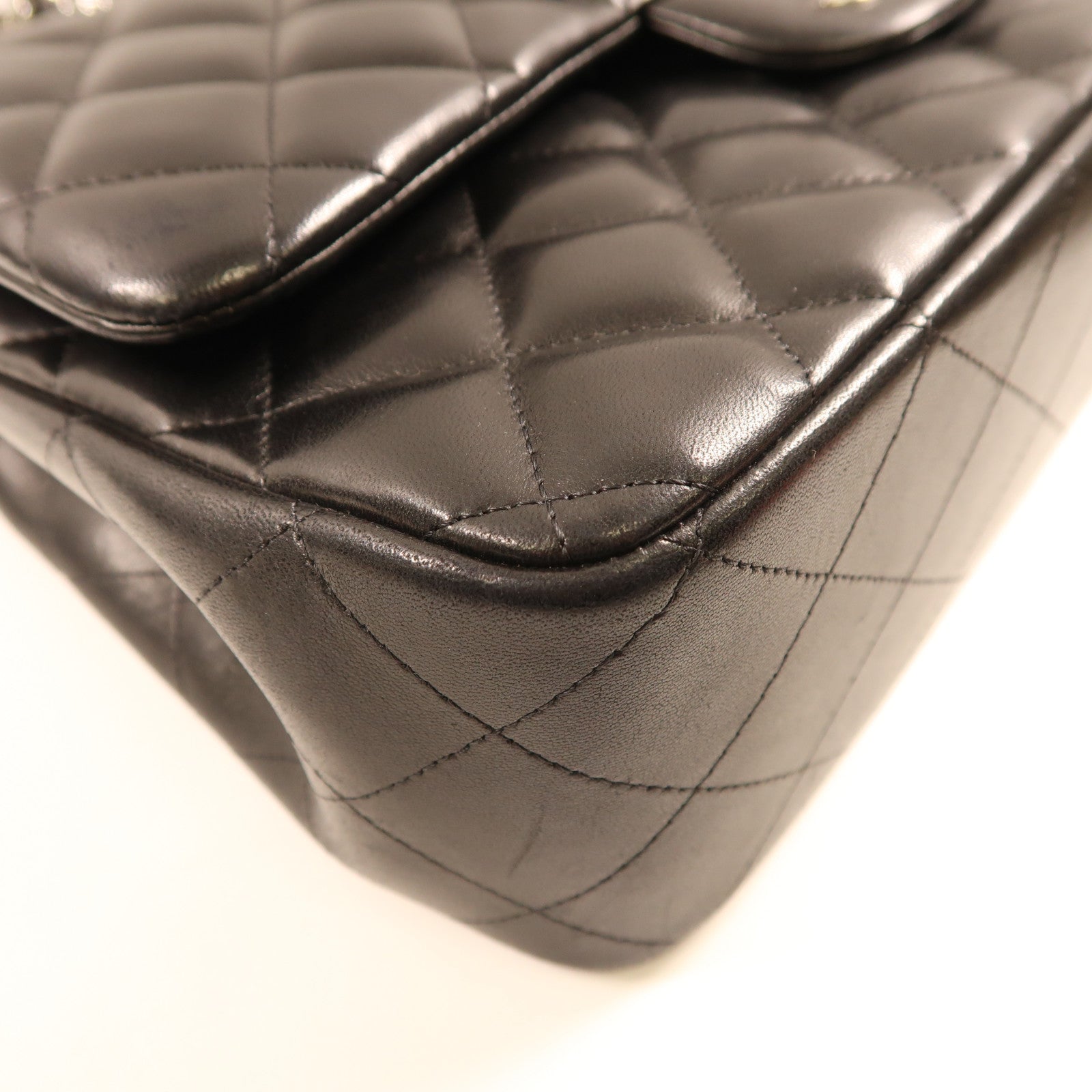 CHANEL 羊皮皮革Large Classic銀扣鏈帶肩背袋