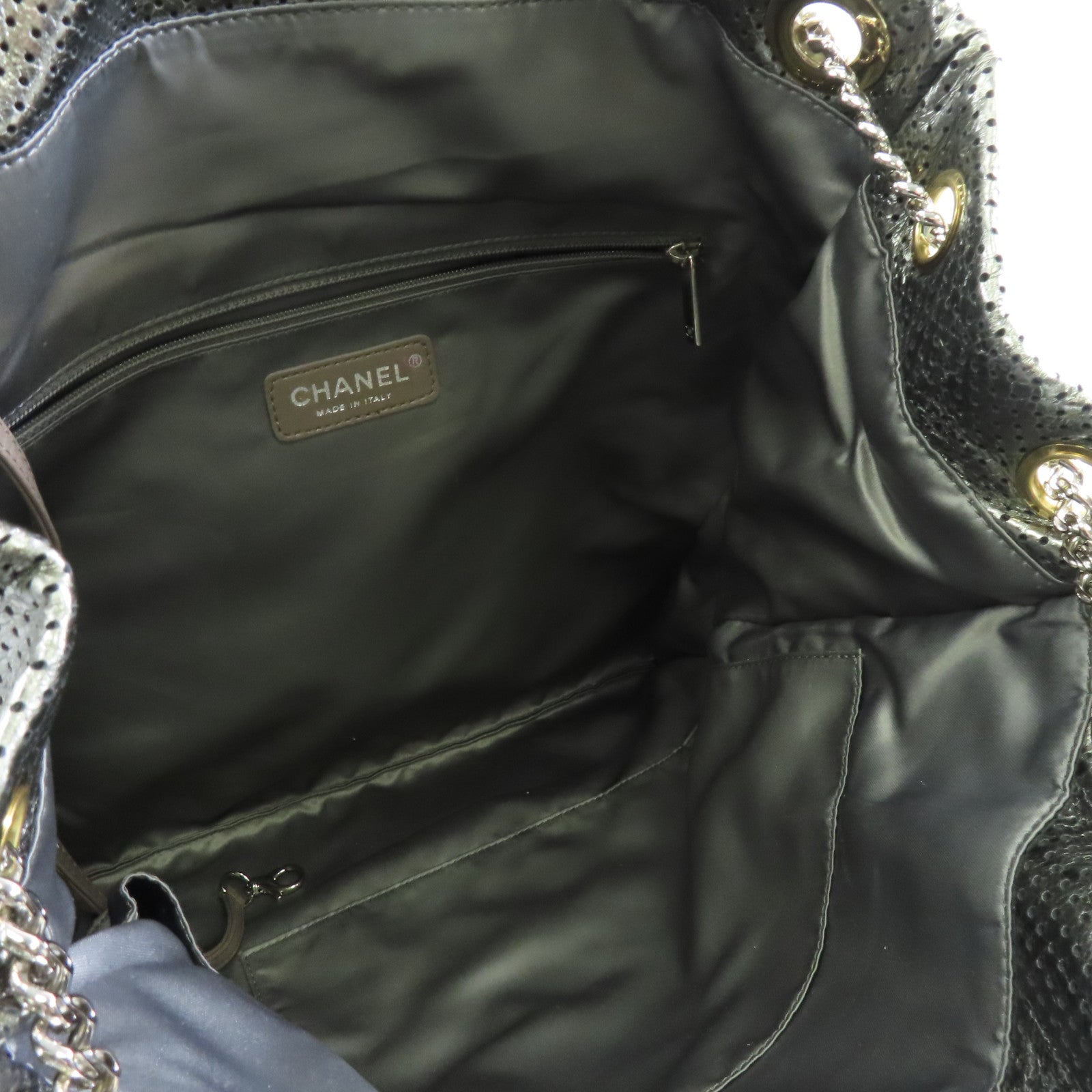 CHANEL 【激減優惠】牛皮皮革Chain Shoulder Bag金扣/銀扣鏈帶肩背袋綠色