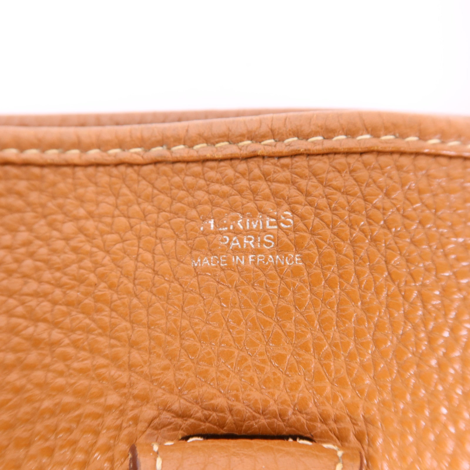 HERMES Clemence皮革Evelyne PM銀扣肩背袋Gold
