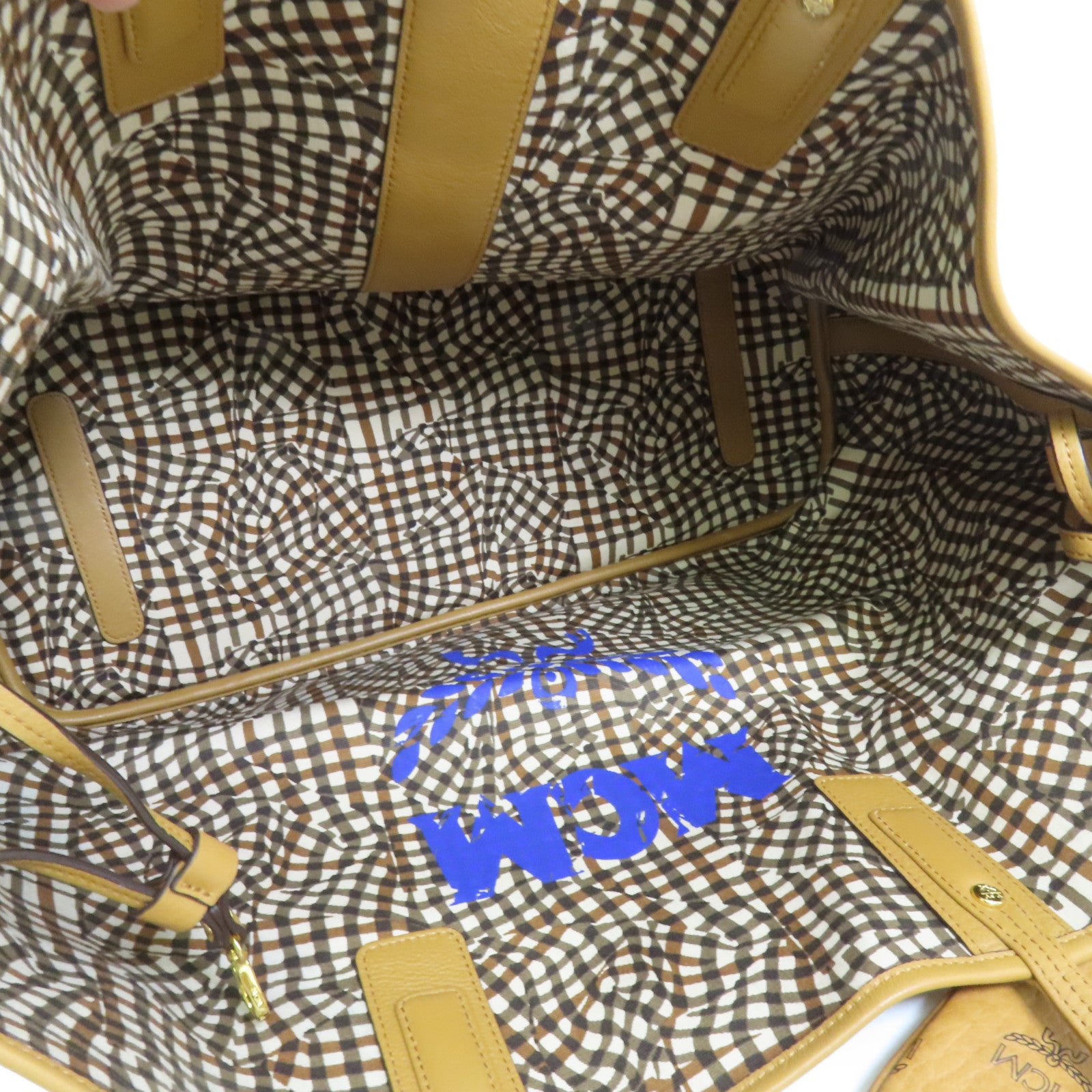MCM 塗層帆布Tote Bag金扣肩背袋