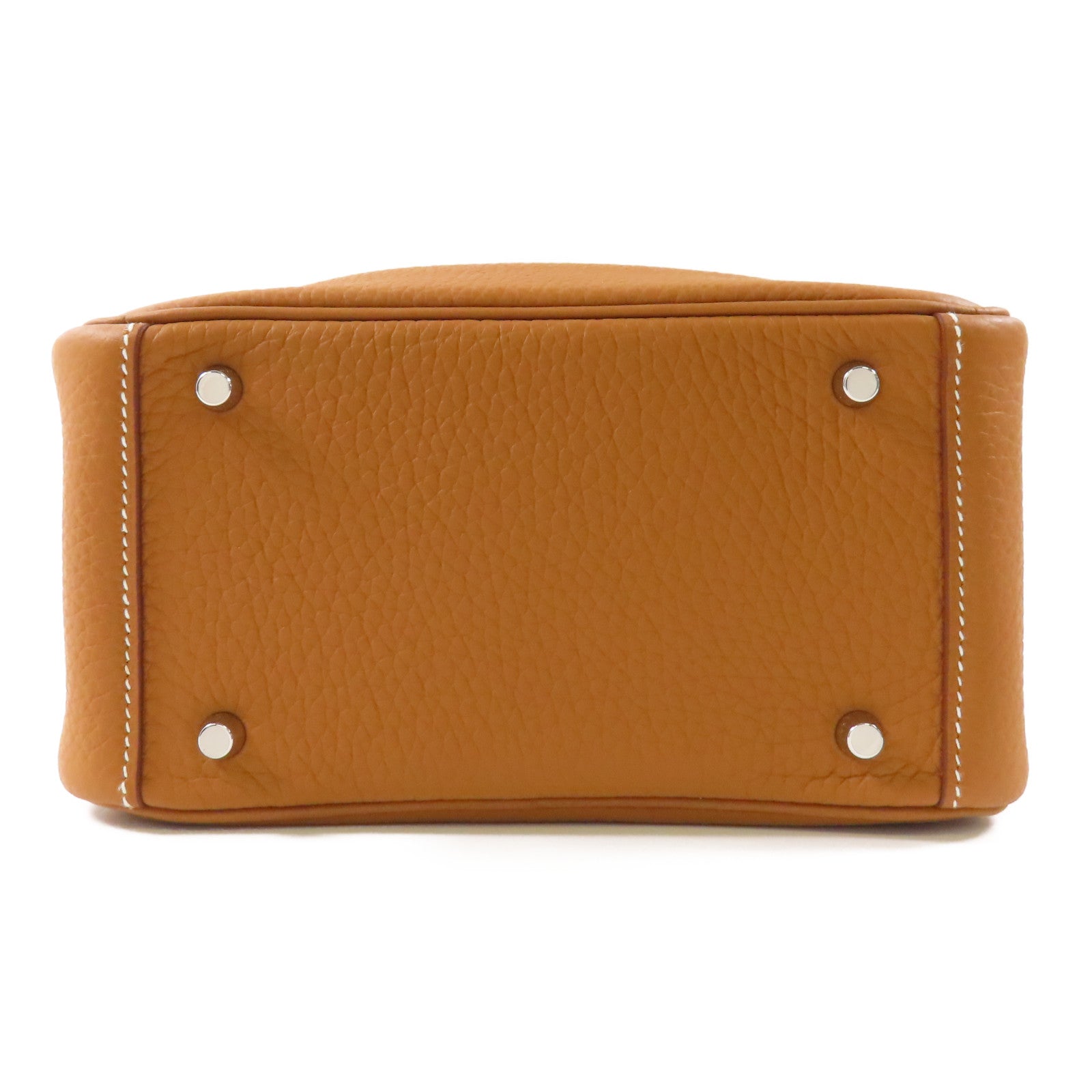 HERMES Clemence皮革Mini Lindy銀扣手挽肩背兩用袋Gold
