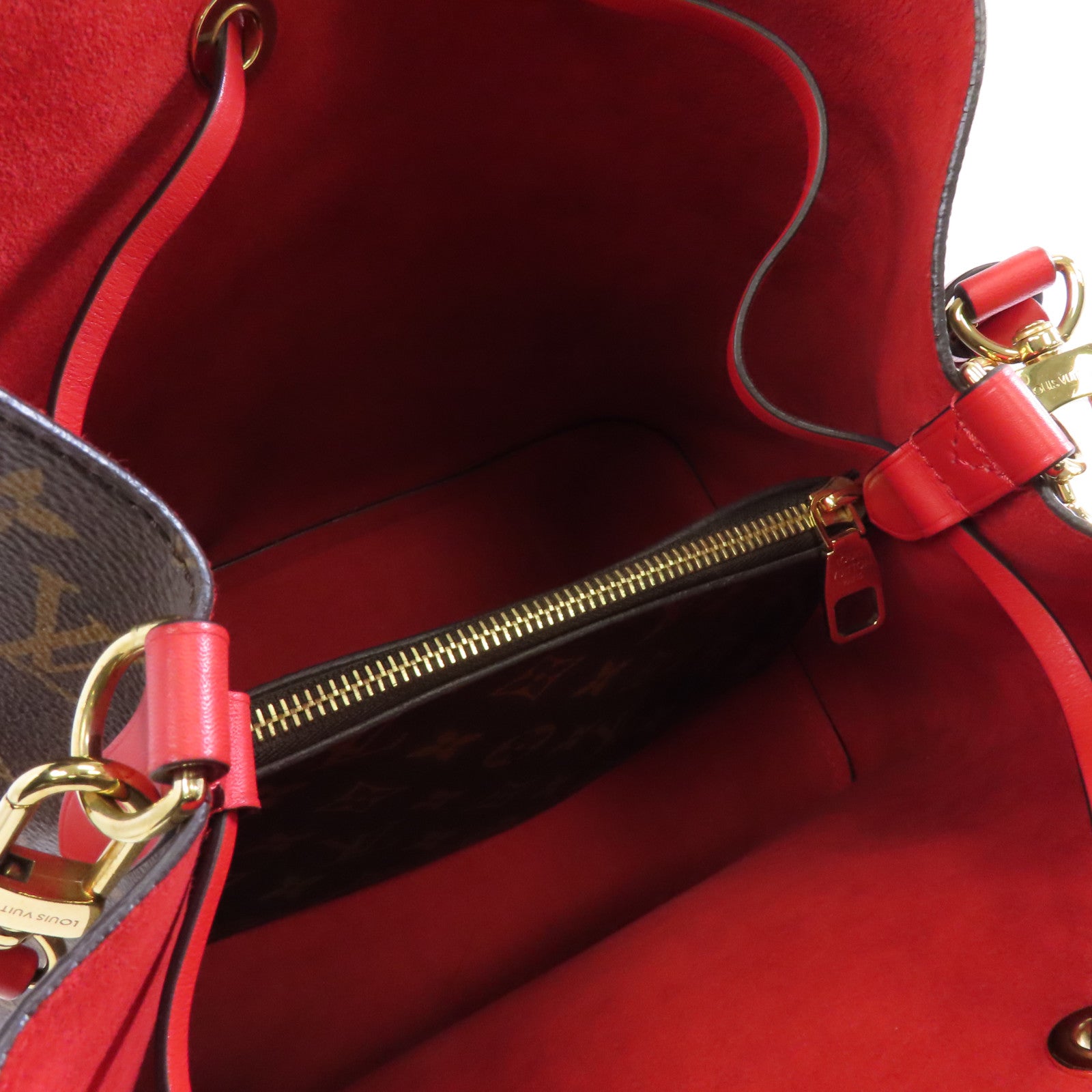 LOUIS VUITTON Monogram Neo Noe金扣肩背袋啡色/紅色