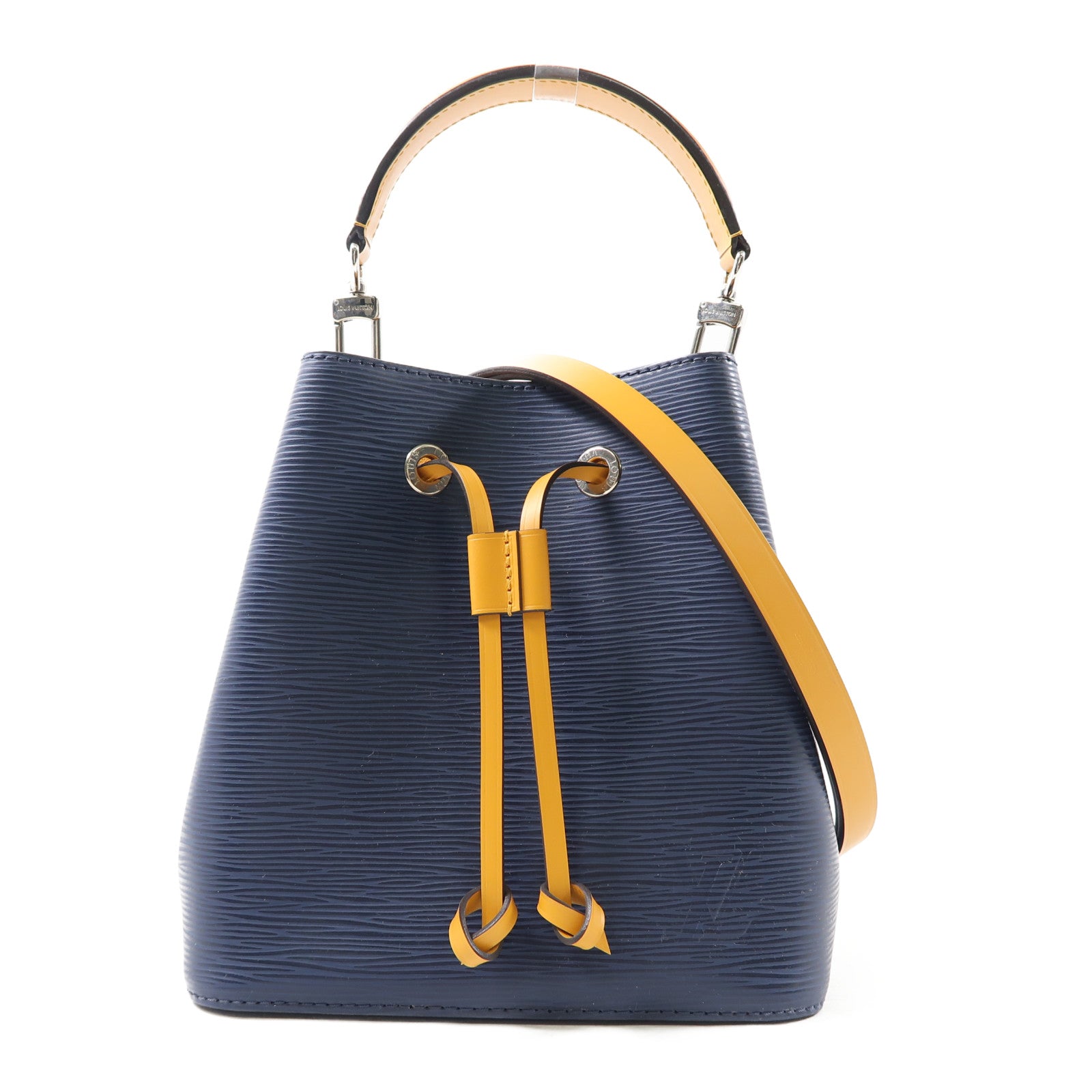 LOUIS VUITTON Epi NeoNoe BB銀扣手挽肩背兩用袋深藍色/黃色
