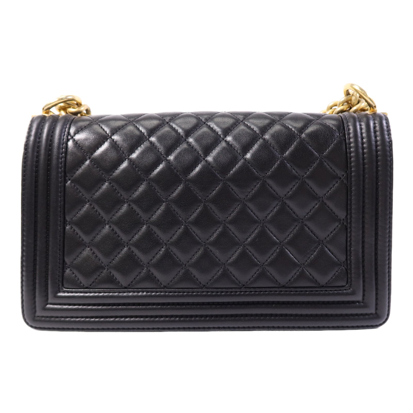 CHANEL 羊皮皮革Boy 25金扣鏈帶肩背袋