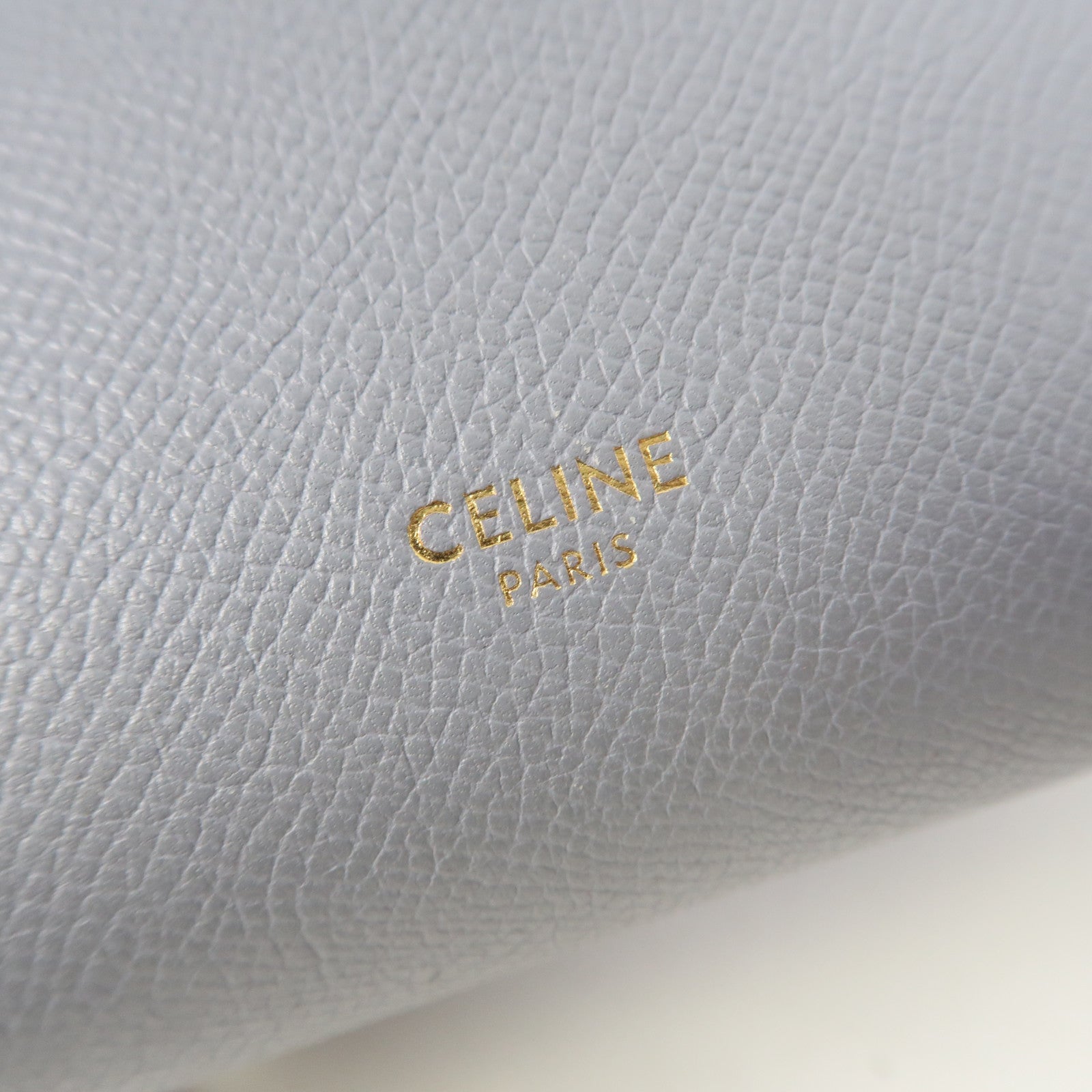 CELINE 牛皮皮革Nano Belt Bag金扣手挽肩背兩用袋灰藍色