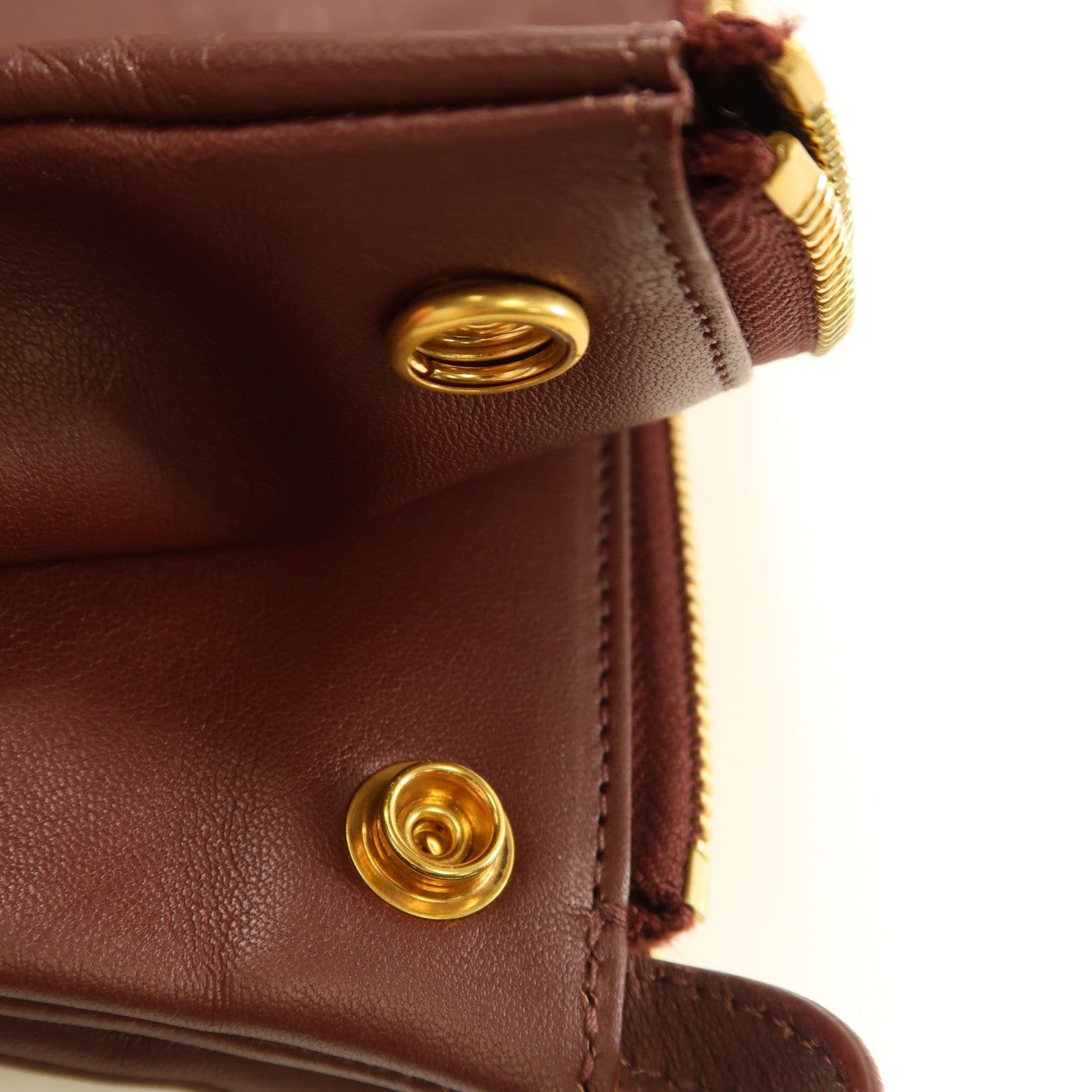 CELINE 牛皮皮革Trio金扣肩背袋酒紅色