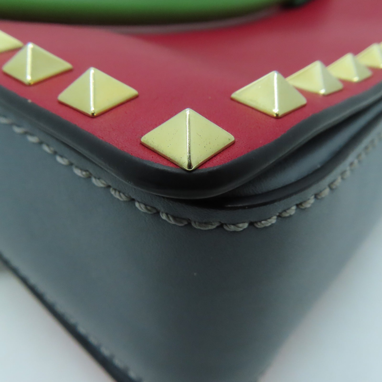 Valentino 牛皮皮革2 Way Shoulder Handbag金扣手挽肩背两用袋红色