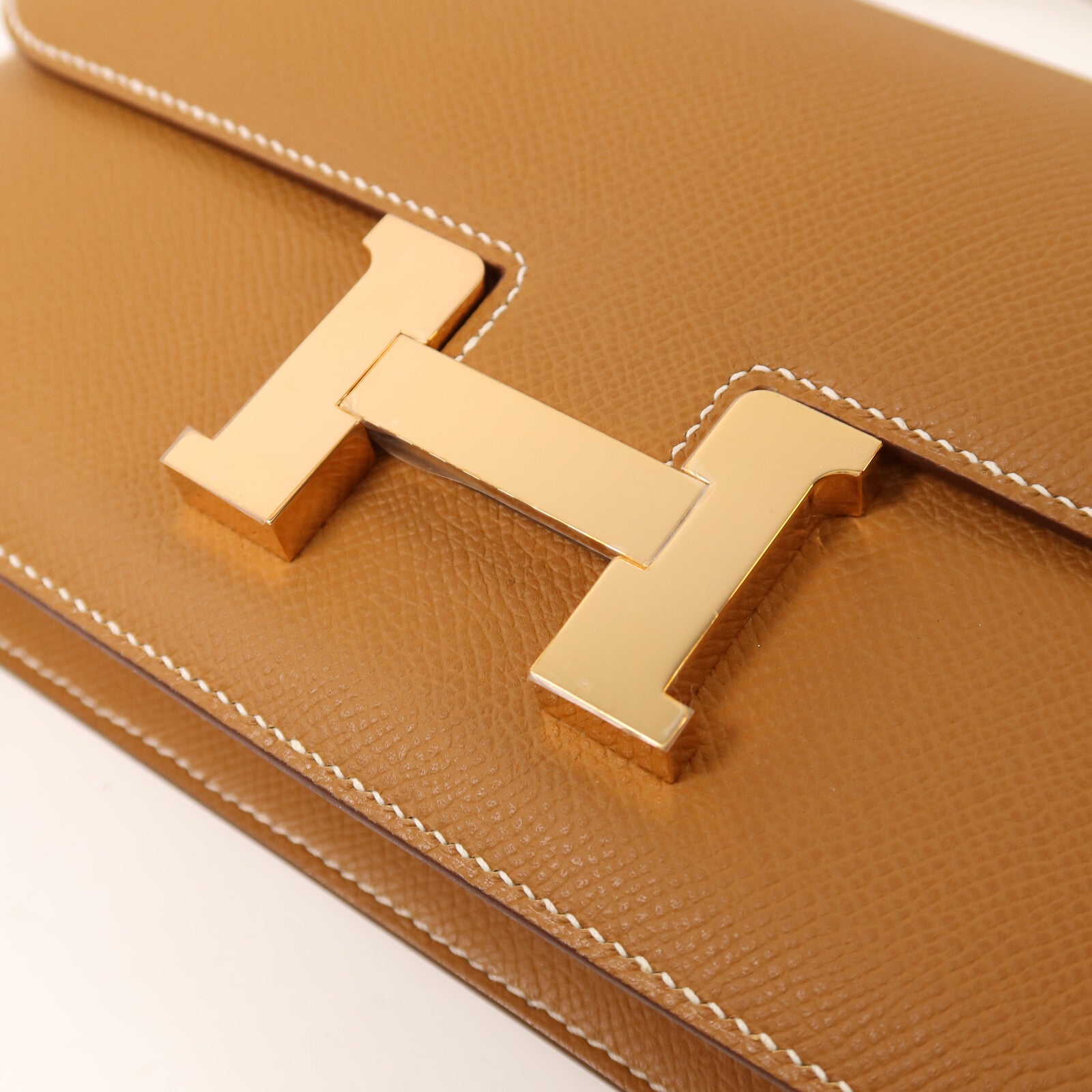 HERMES Epsom皮革Constance Elan金扣肩背袋Gold