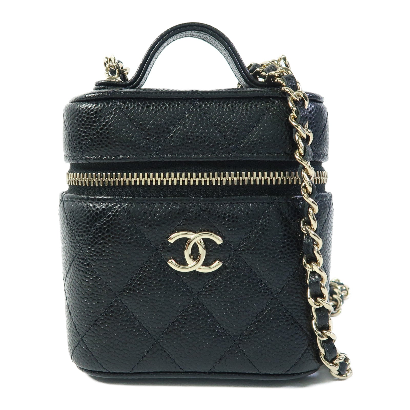 CHANEL 牛皮皮革Vanity Case金扣鏈帶肩背袋