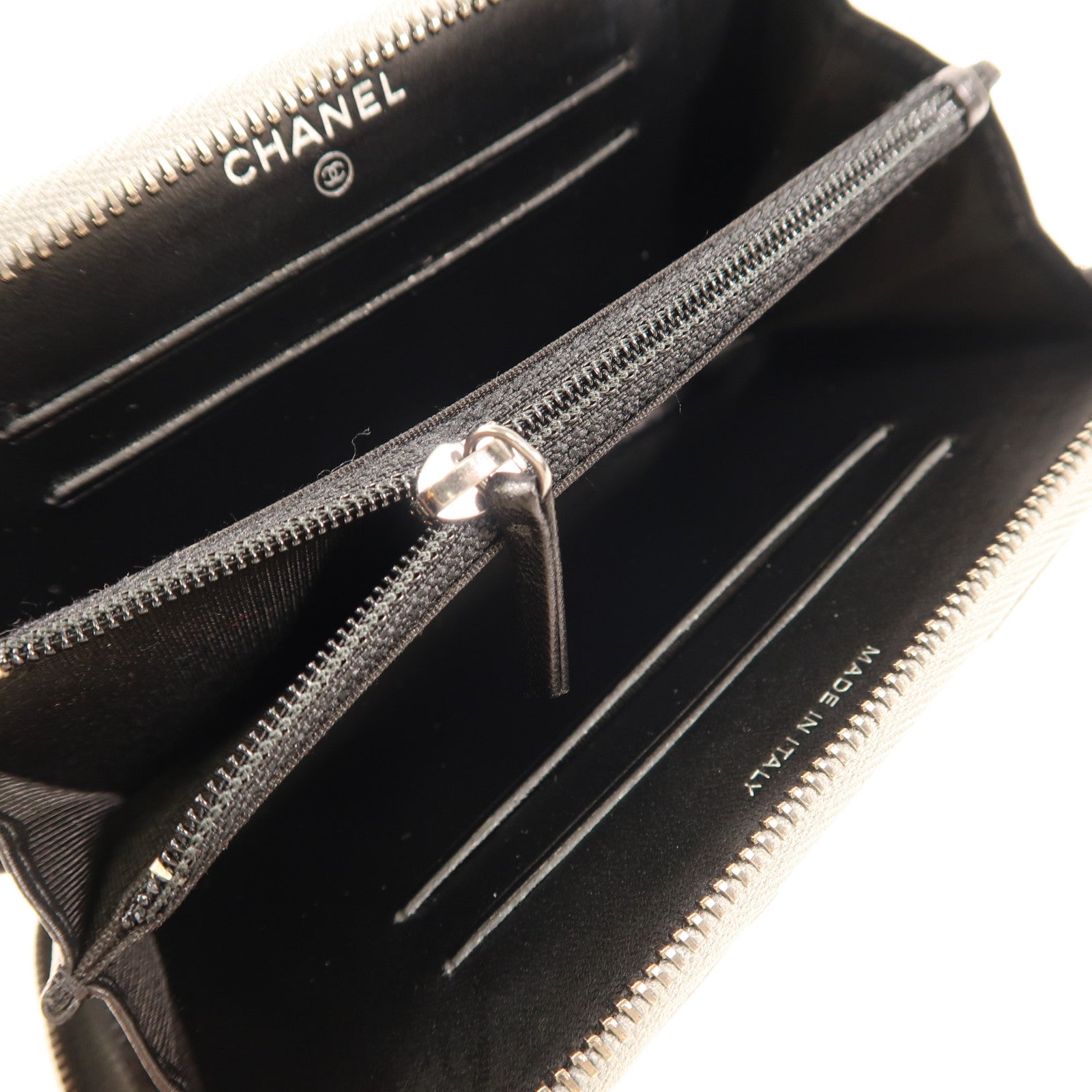 CHANEL 羊皮皮革Long Wallet銀扣長錢包