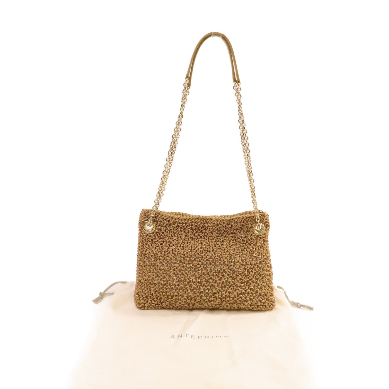 ANTEPRIMA PVC Shoulder Bag金扣鏈帶肩背袋杏色