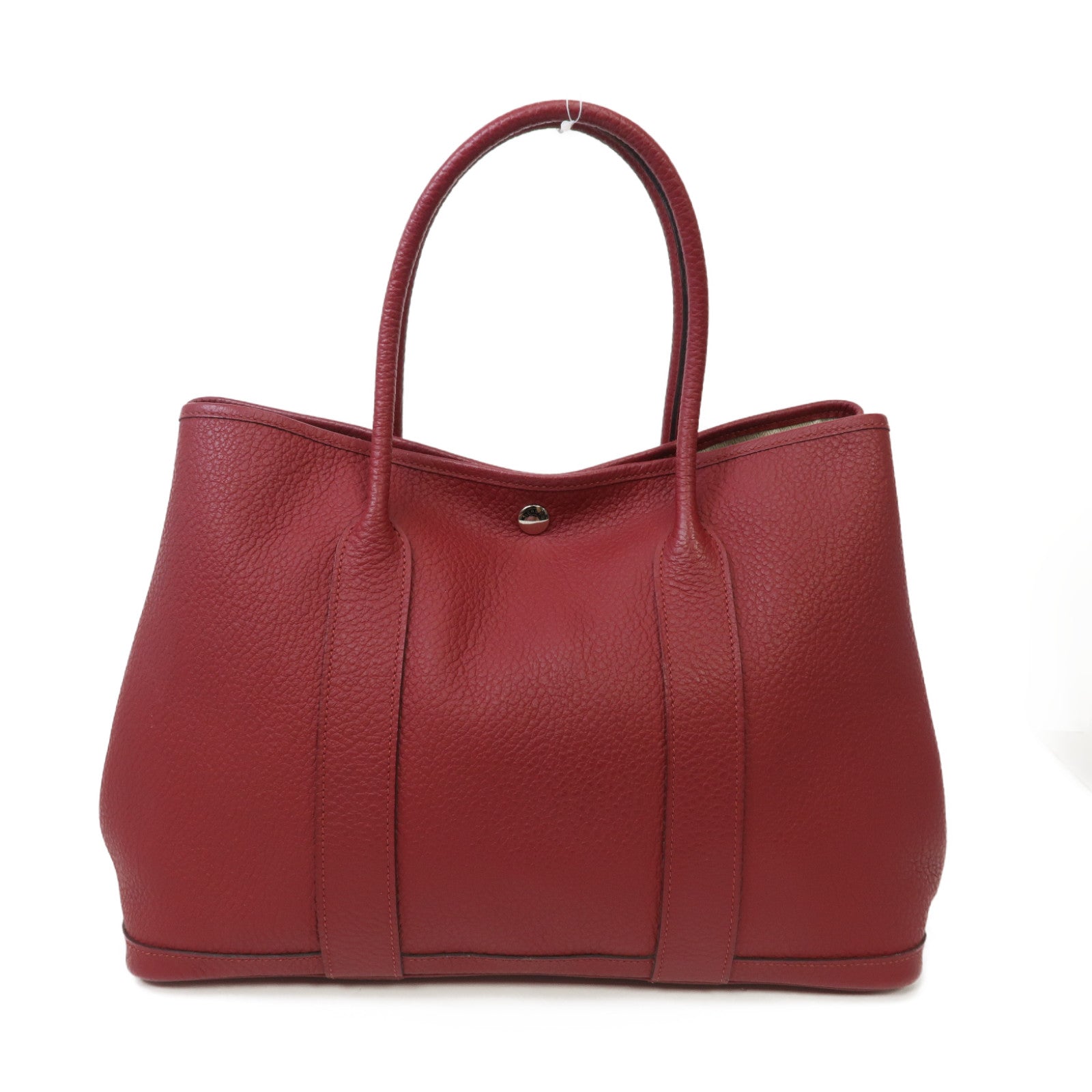 HERMES 【激減優惠】Negonda皮革GardenParty PM Large Tote Bag銀扣手挽袋Rubis/紅寶石紫紅色