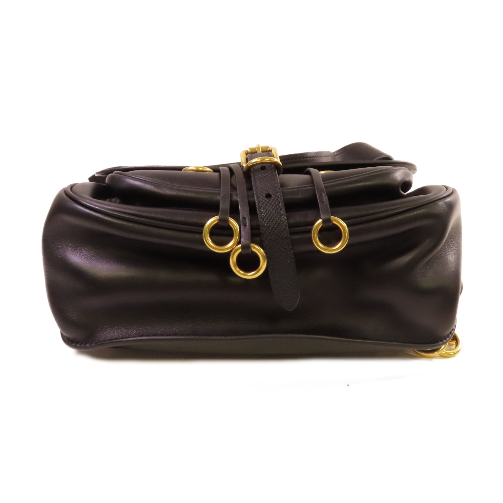 PRADA Saffiano皮革Corsaire Shoulder Bag金扣肩背袋黑色