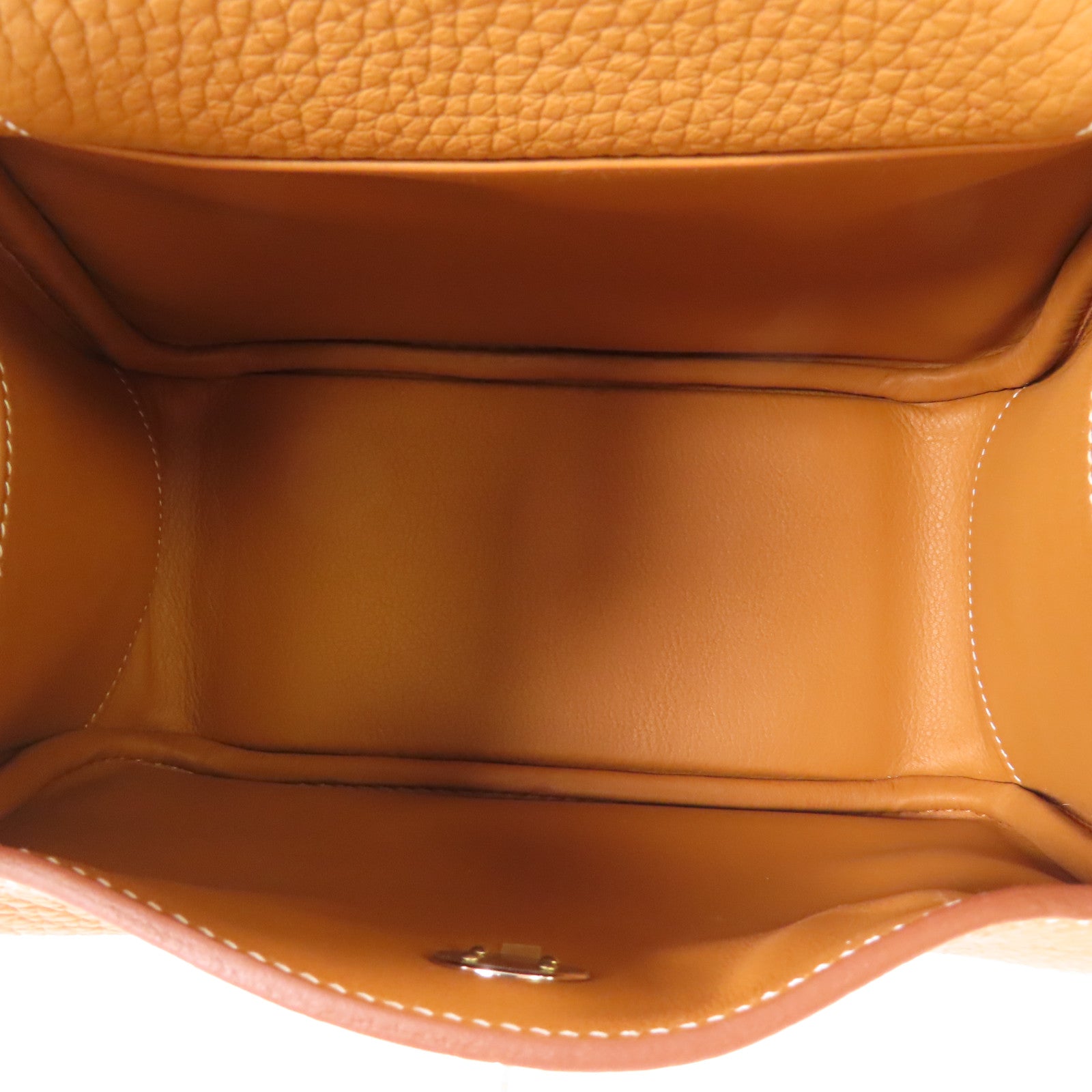 HERMES Clemence皮革Mini Lindy銀扣手挽肩背兩用袋Gold