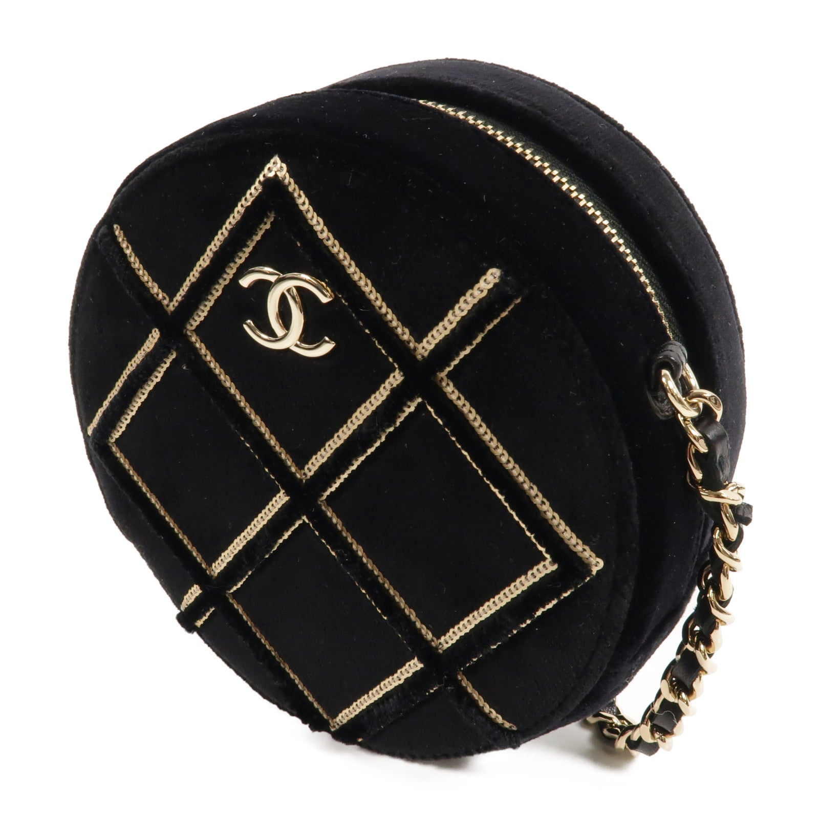 CHANEL 天鵝絨Round Vanity Case肩背袋