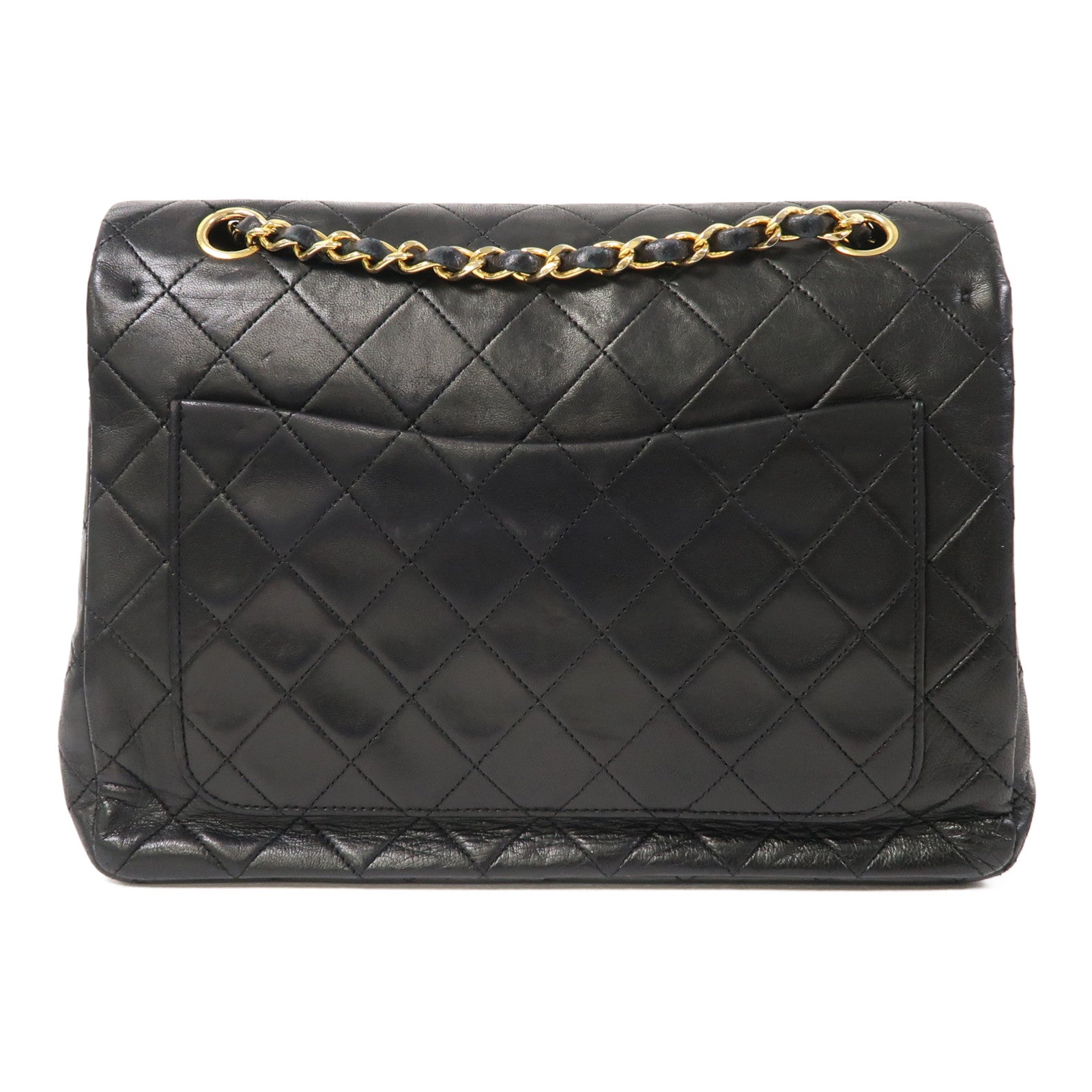 CHANEL 【激減優惠】菱格羊皮皮革Chain Shoulder金扣肩背袋黑色