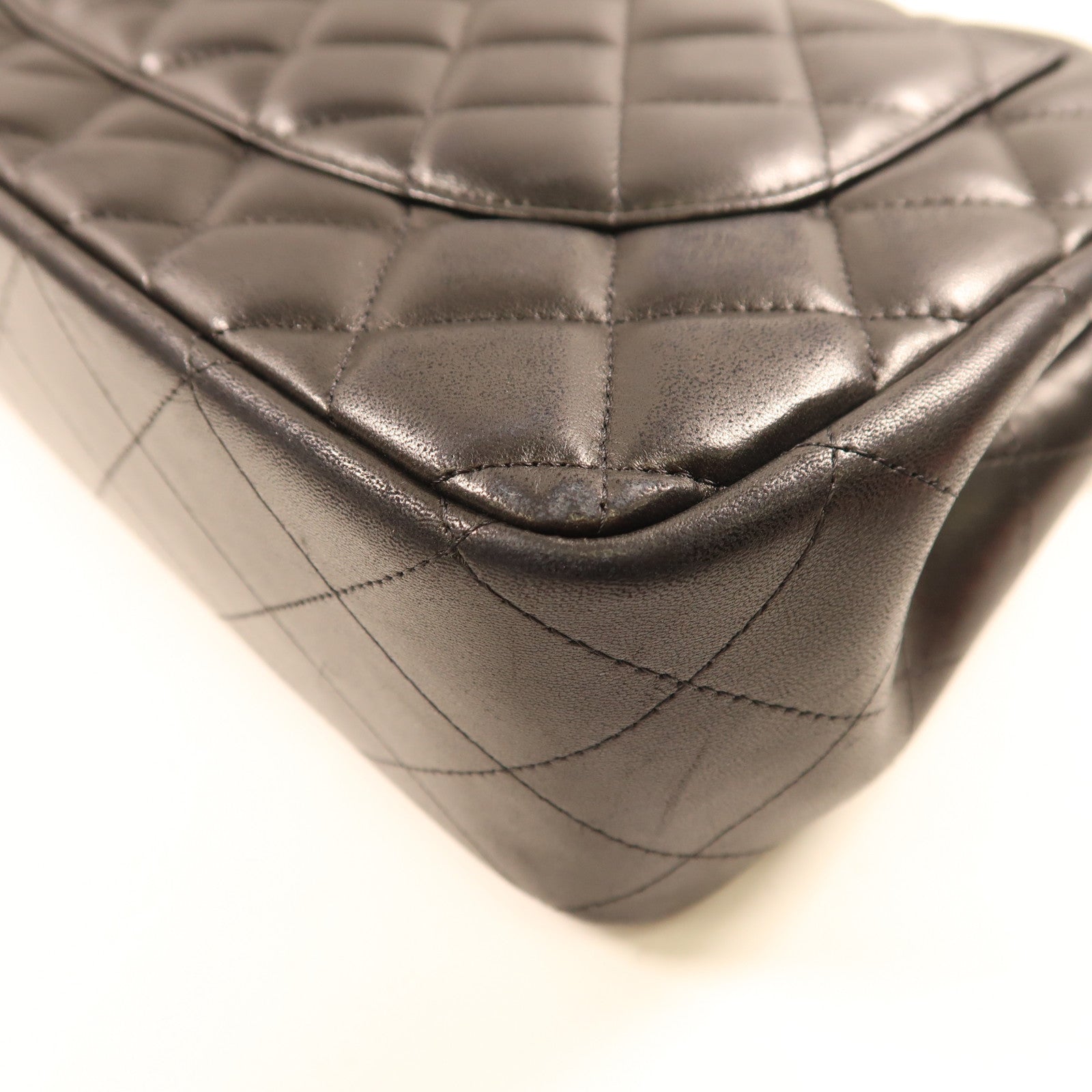 CHANEL 羊皮皮革Large Classic銀扣鏈帶肩背袋