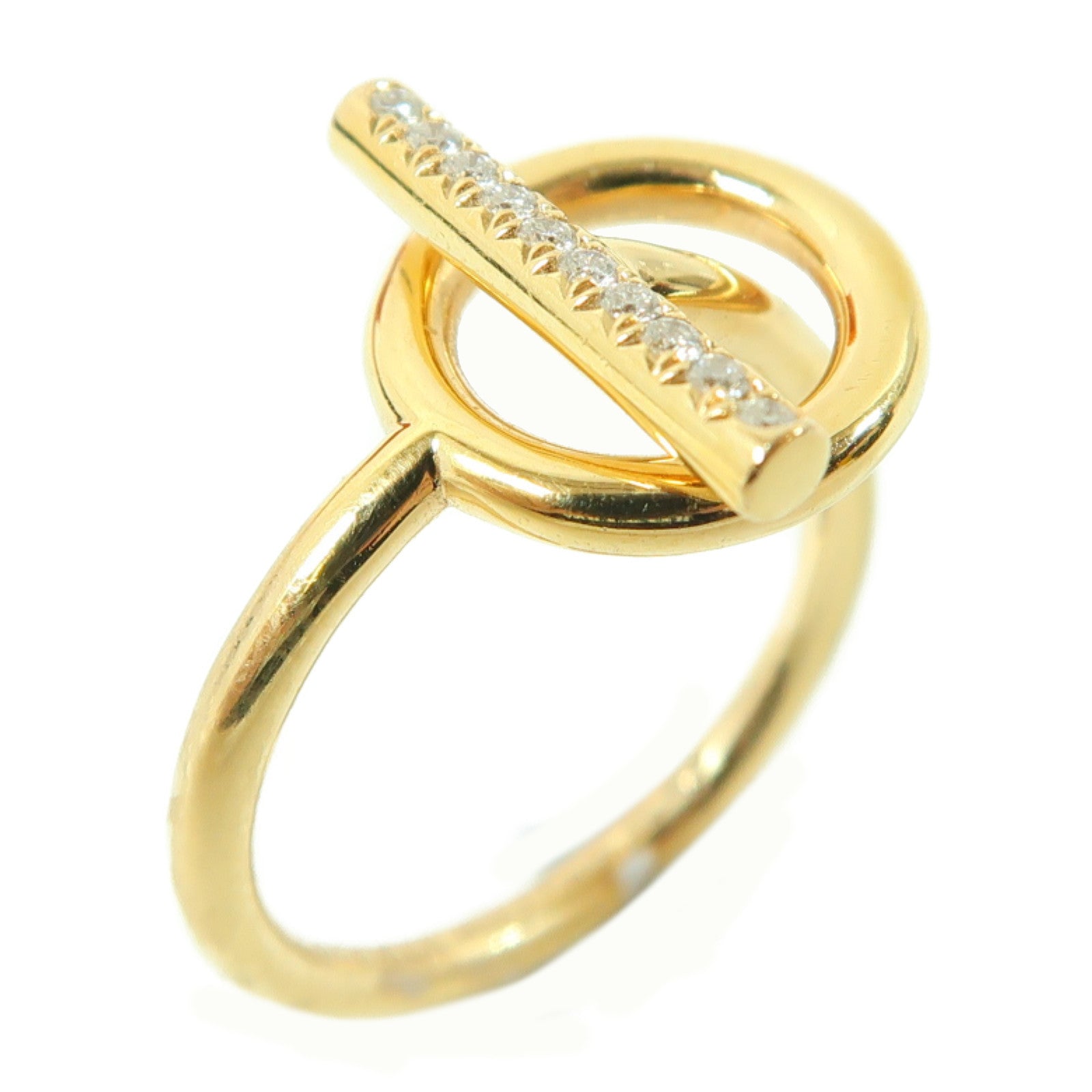 HERMES 18K玫瑰金Echappee Ring 0.07ct鑽石戒指Hermes#50/US#5.5