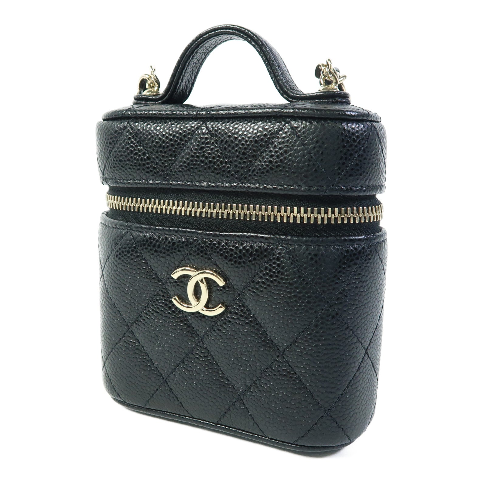 CHANEL 牛皮皮革Vanity Case金扣鏈帶肩背袋