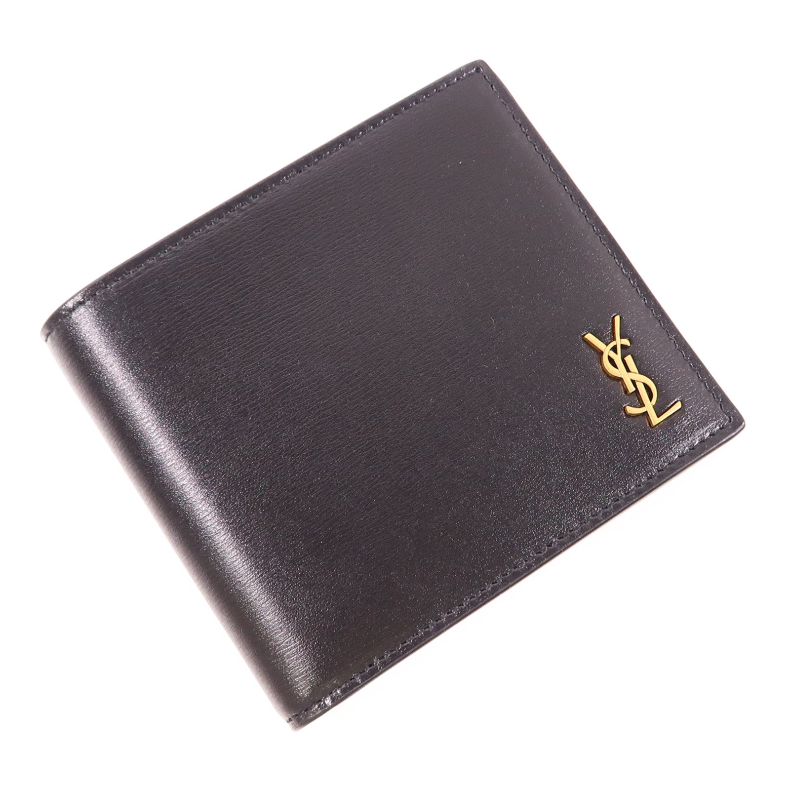 SAINT LAURENT 【激減優惠】牛皮皮革Tiny Monogram Wallet金扣錢包