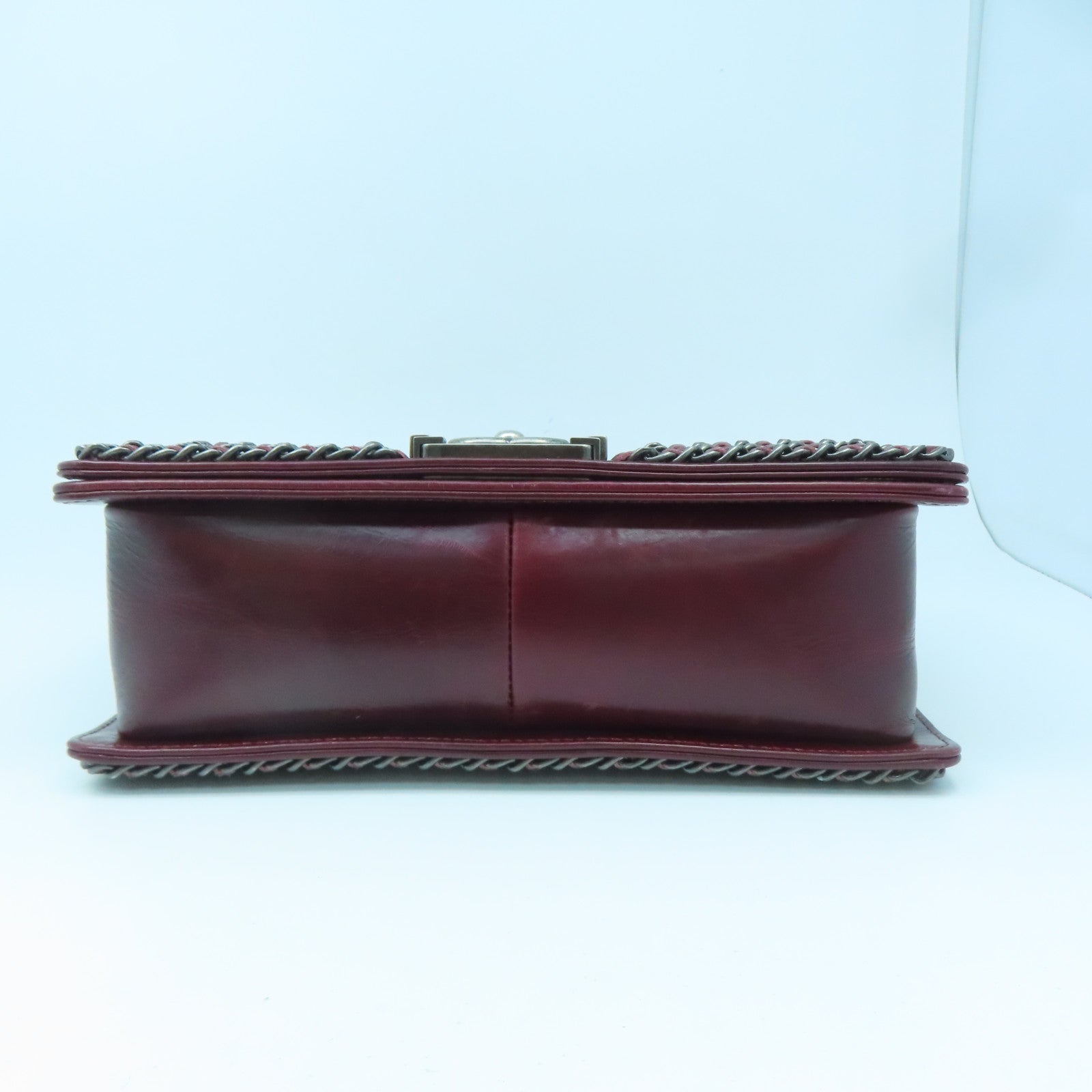 CHANEL Lingge cowhide leather Boy 25 silver buckle chain shoulder bag red