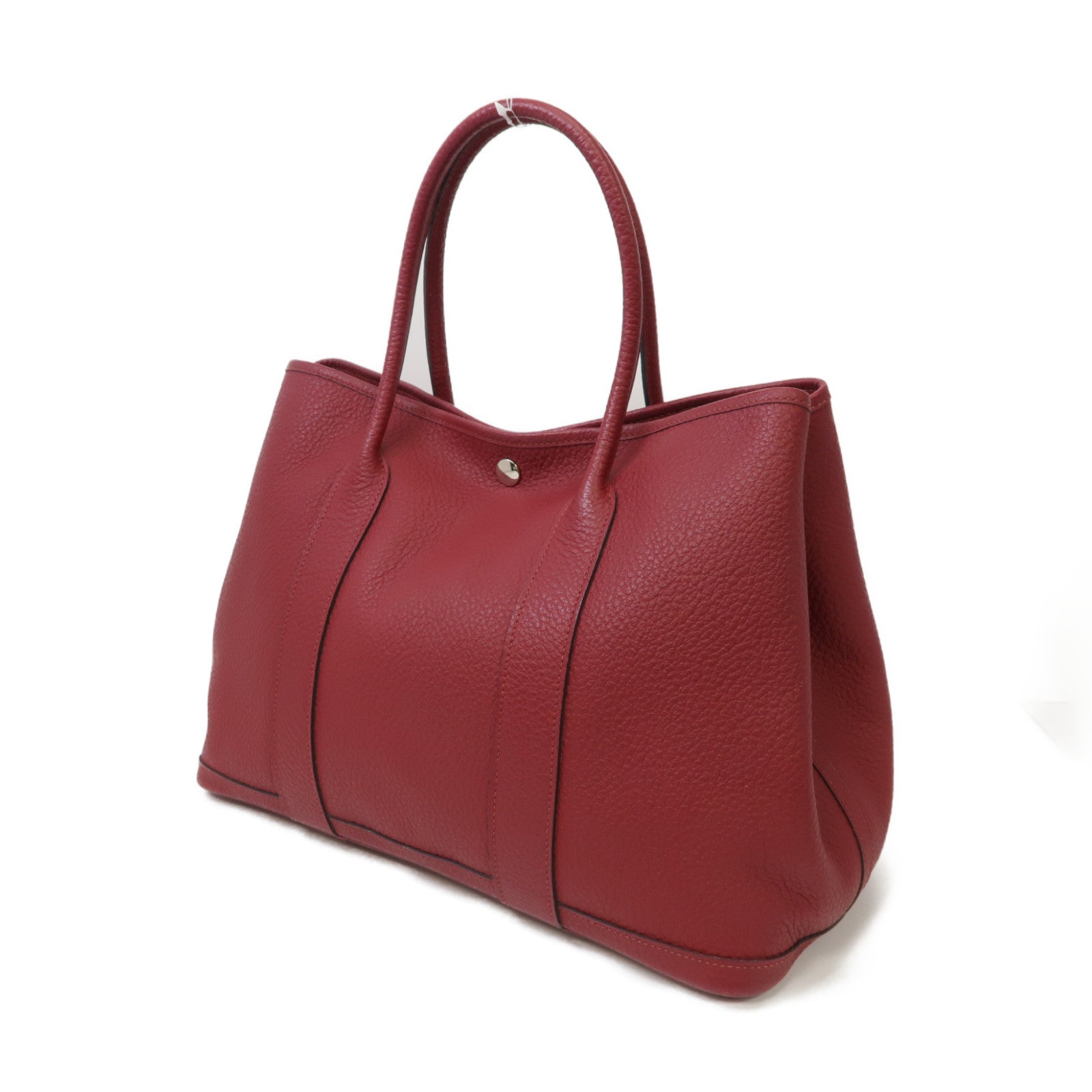 HERMES 【激減優惠】Negonda皮革GardenParty PM Large Tote Bag銀扣手挽袋Rubis/紅寶石紫紅色