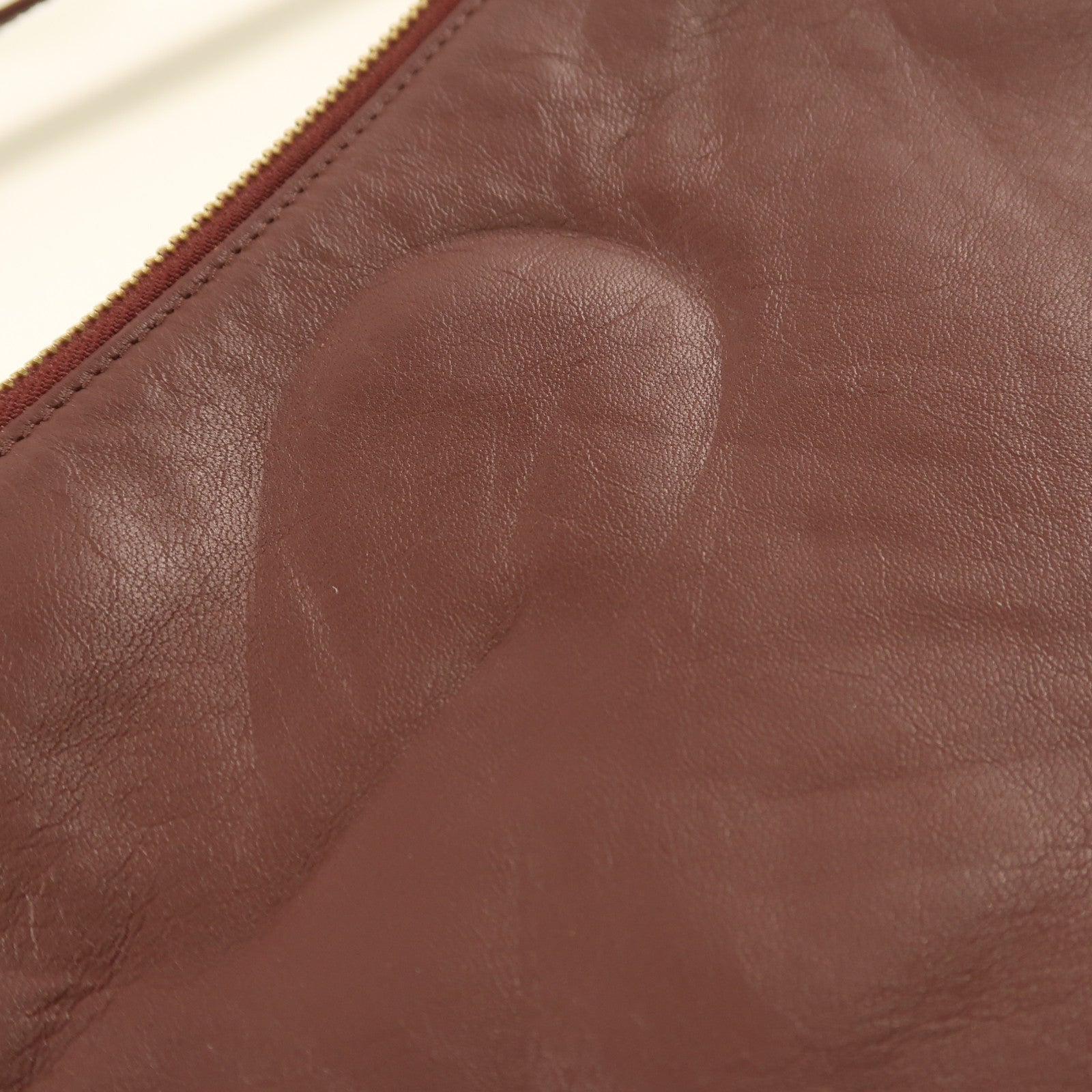 CELINE 牛皮皮革Trio金扣肩背袋酒紅色