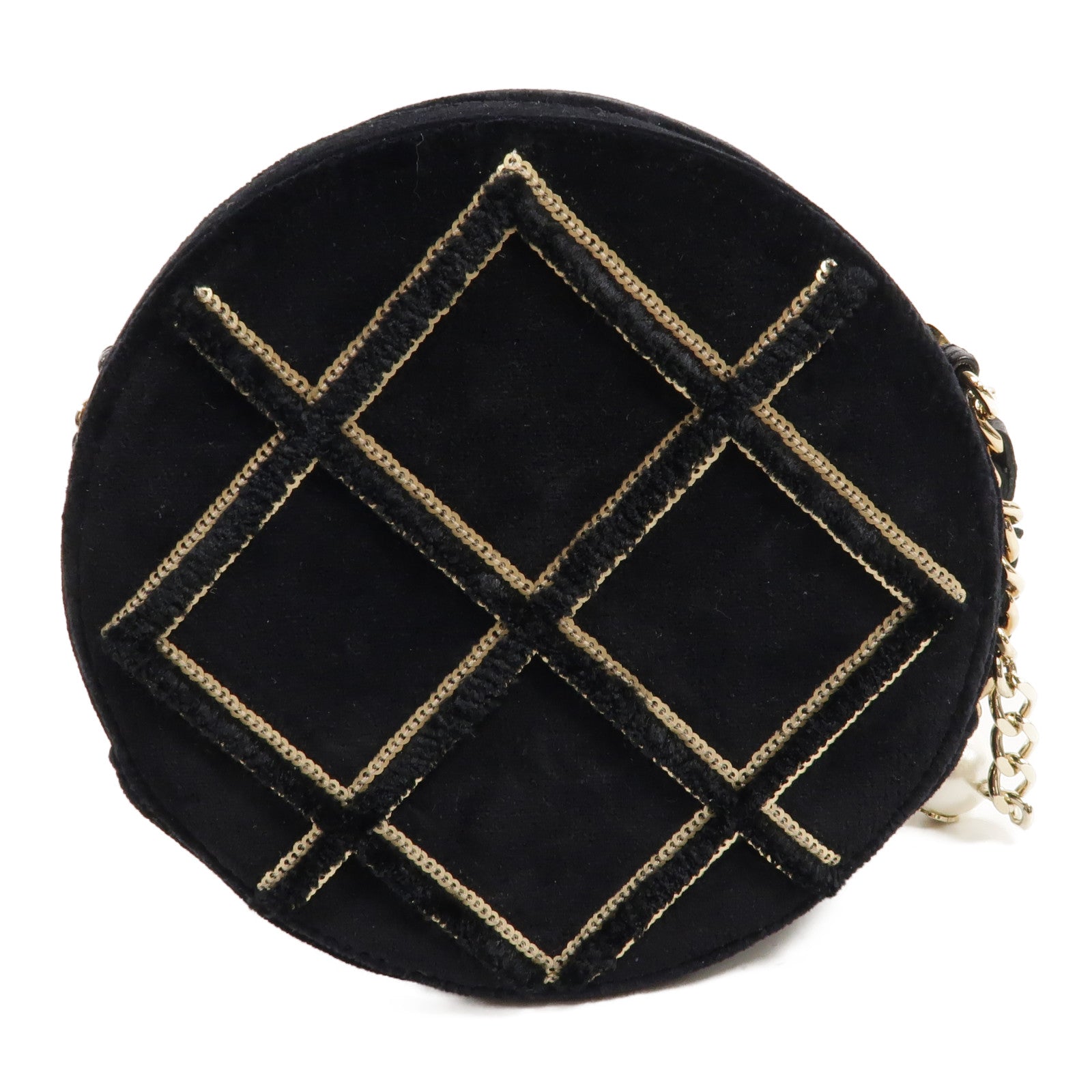 CHANEL 天鵝絨Round Vanity Case肩背袋