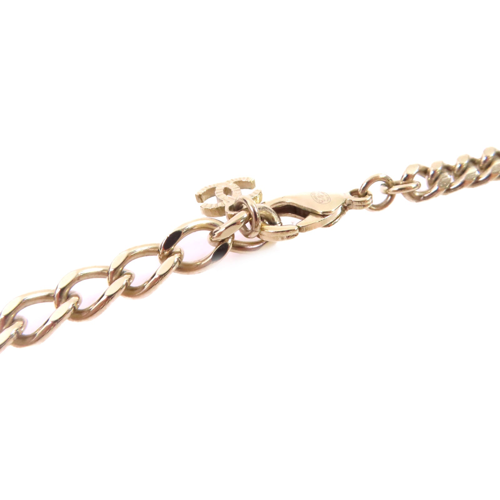CHANEL 金屬/仿珍珠/水鑽Coco Chanel No.5 Necklace金扣項鏈白色/金色