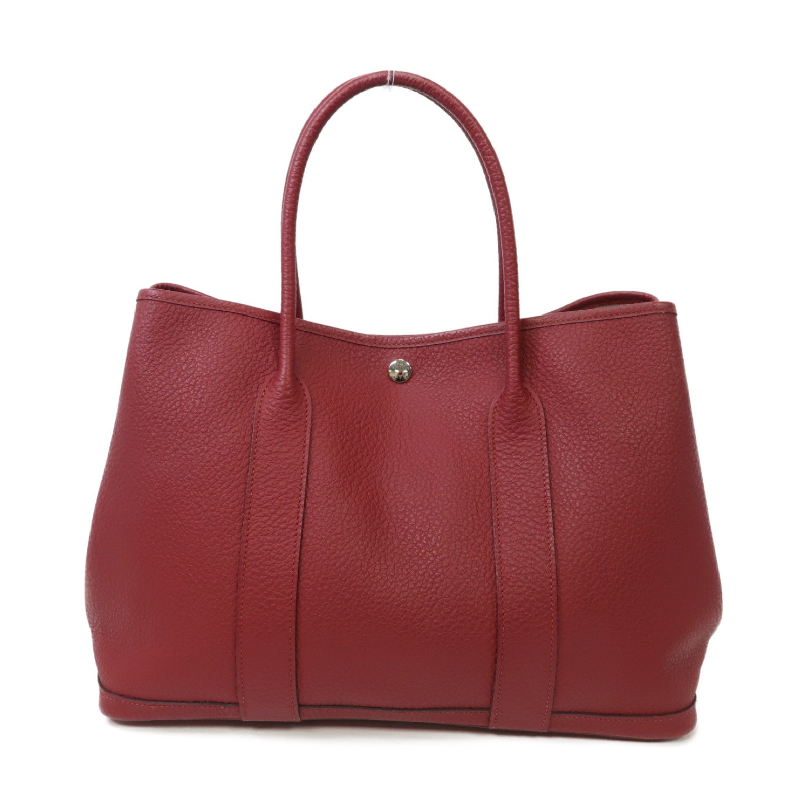 HERMES 【激減優惠】Negonda皮革GardenParty PM Large Tote Bag銀扣手挽袋Rubis/紅寶石紫紅色