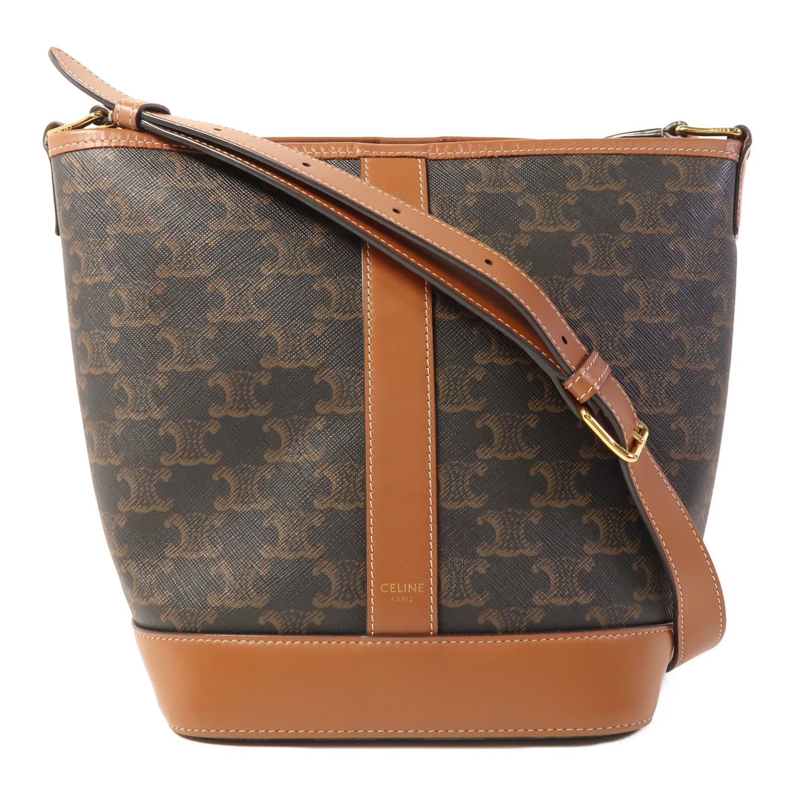 CELINE 塗層帆布Small Bucket金扣肩背袋
