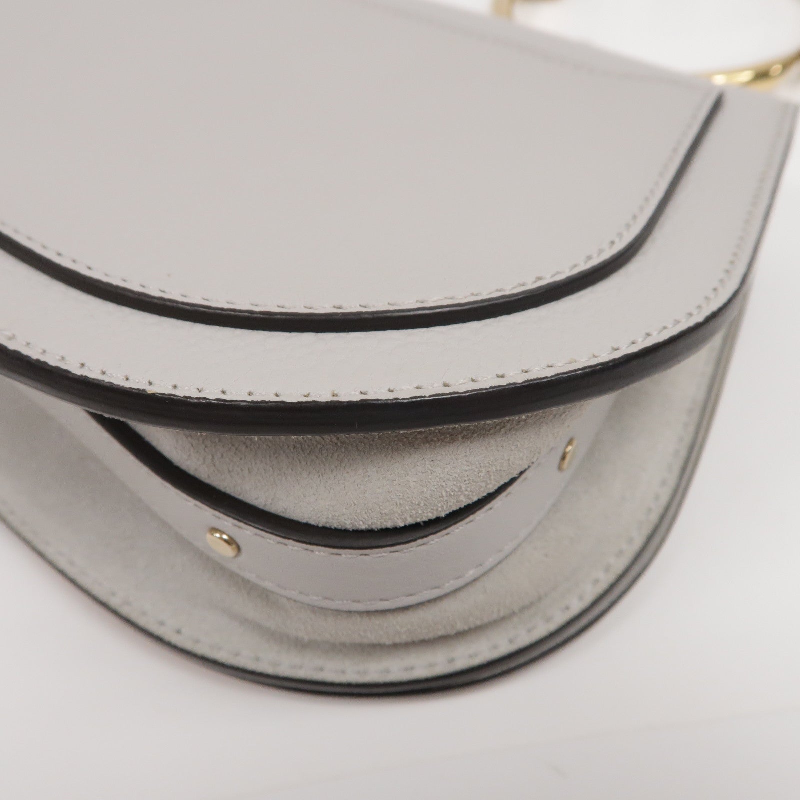 Chloe 牛皮皮革/麂皮皮革Bracelet Nile金扣肩背袋灰色