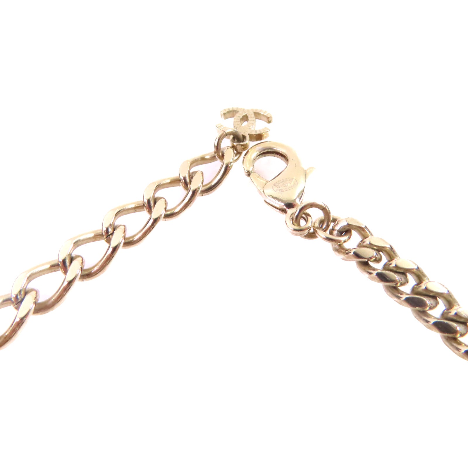 CHANEL 金屬/仿珍珠/水鑽Coco Chanel No.5 Necklace金扣項鏈白色/金色