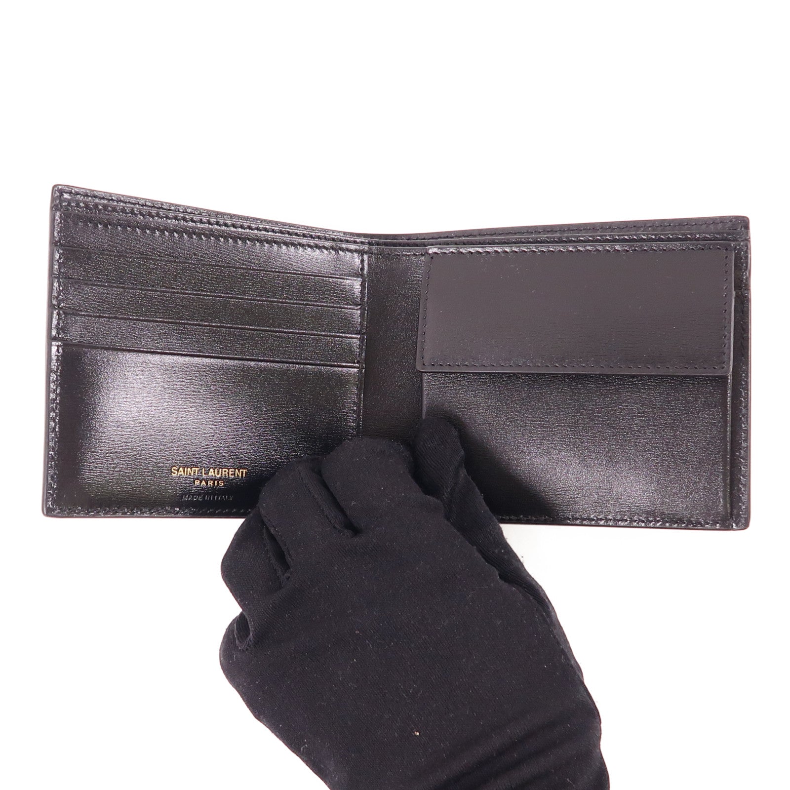 SAINT LAURENT 牛皮皮革Tiny Monogram Wallet金扣錢包