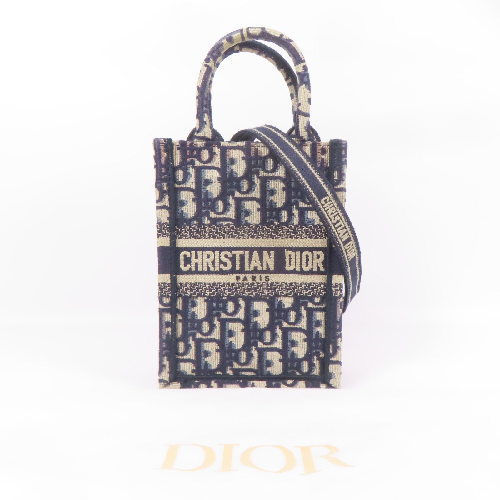 Dior 帆布Book Tote Vertical Mini金扣手挽肩背兩用袋