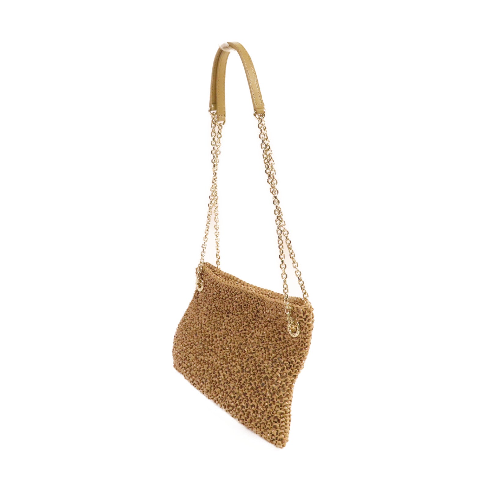 ANTEPRIMA PVC Shoulder Bag金扣鏈帶肩背袋杏色
