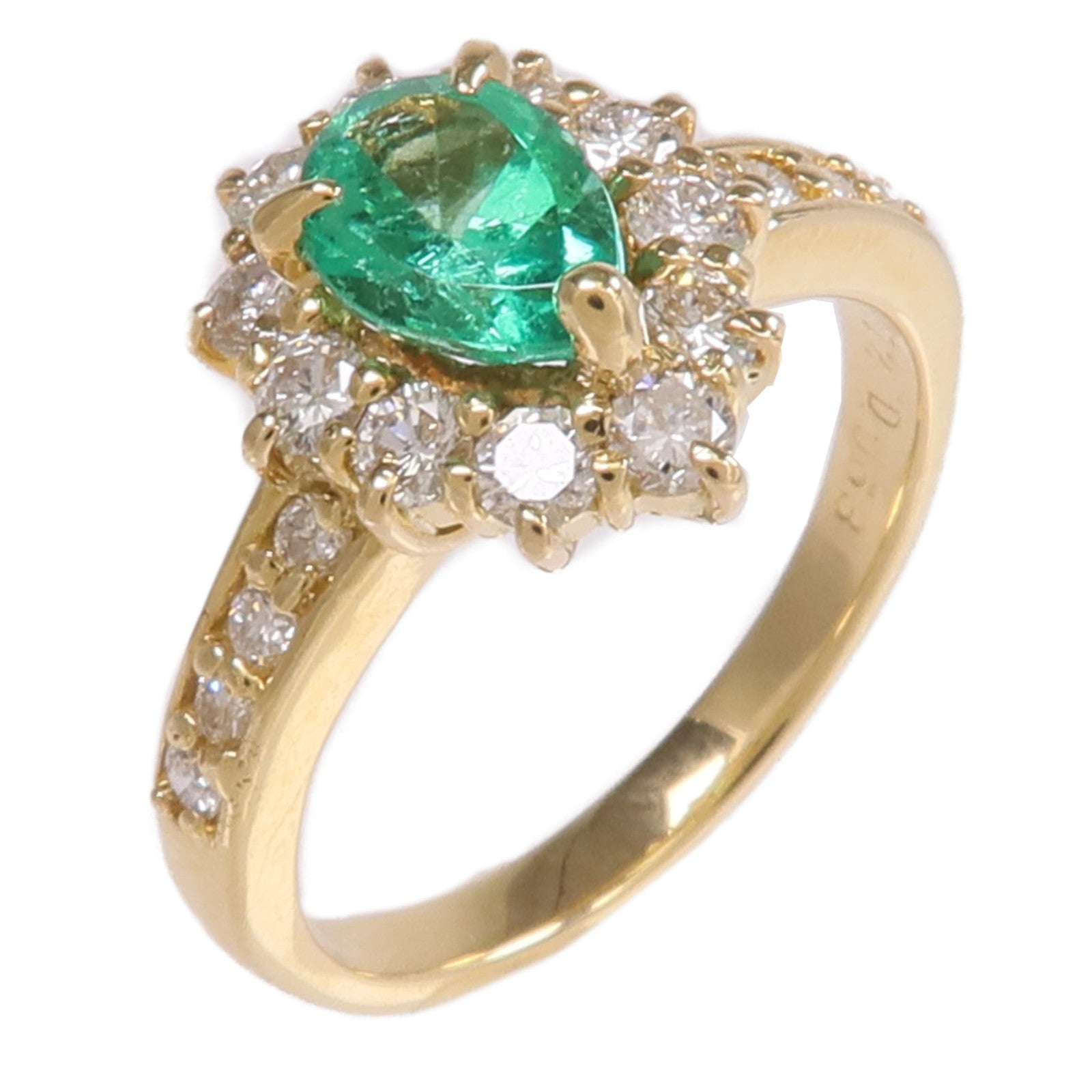JEWELRY 18K黃金Ring綠寶石/鑽石戒指