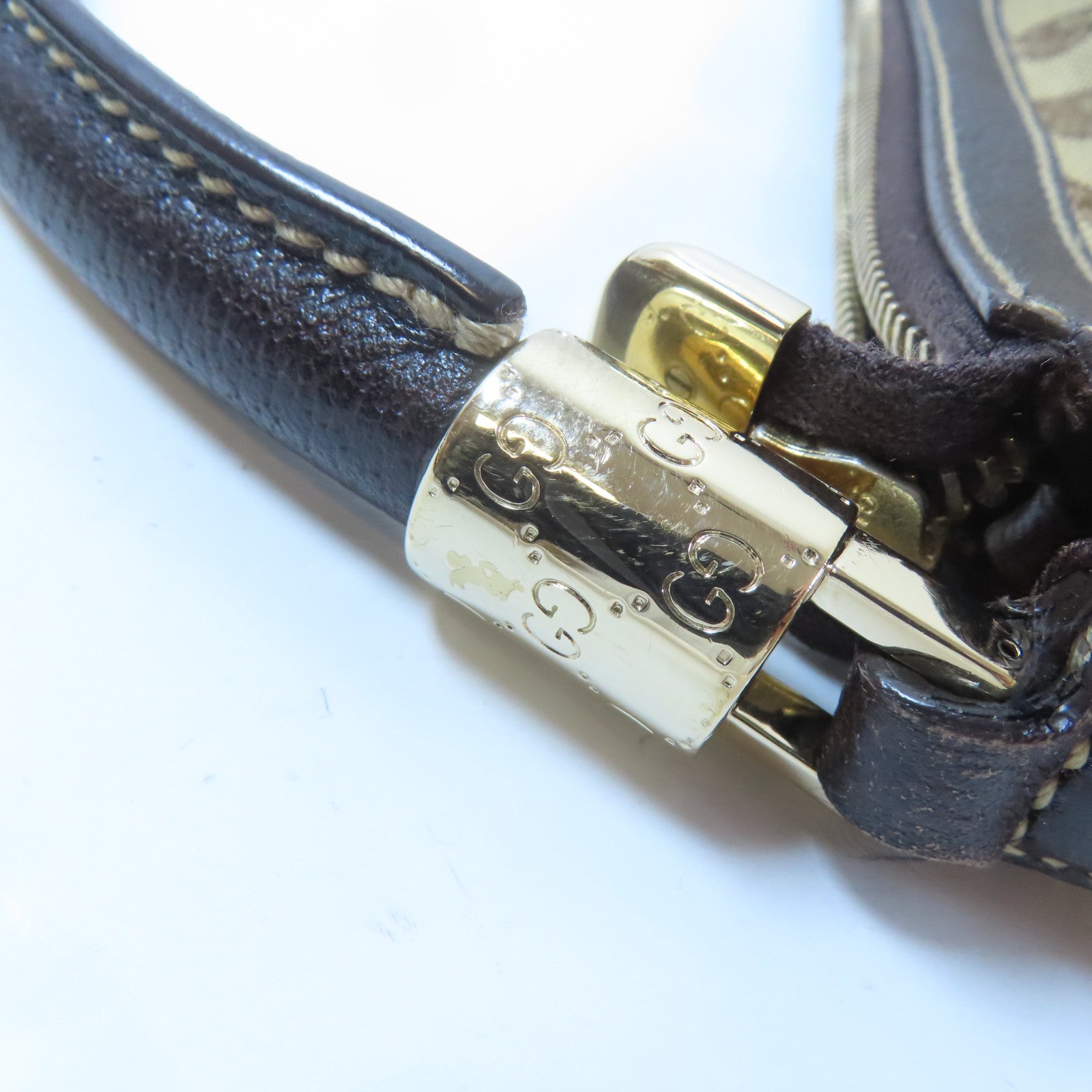 GUCCI 帆布Shoulder Bag金扣肩背袋啡色