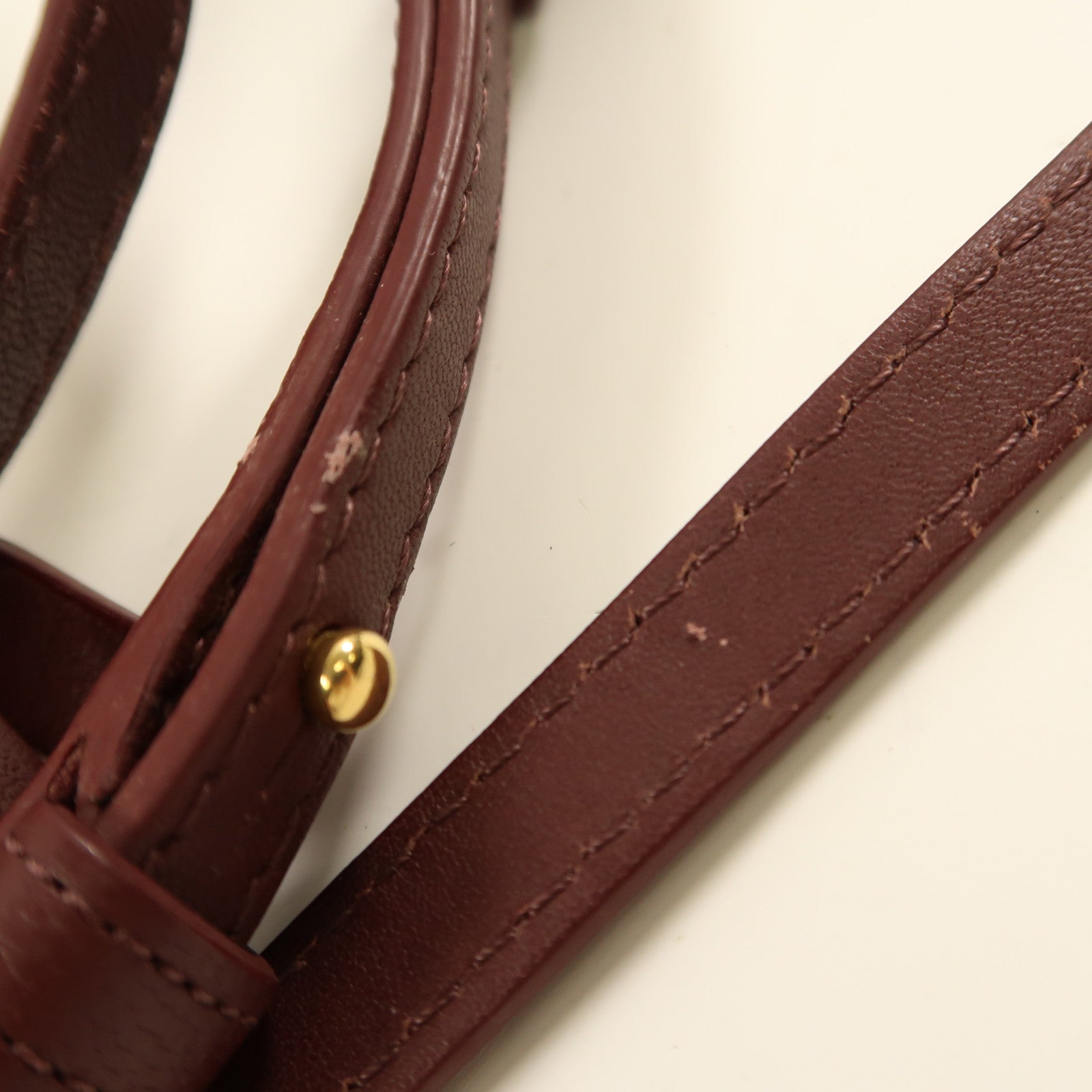 CELINE 牛皮皮革Trio金扣肩背袋酒紅色