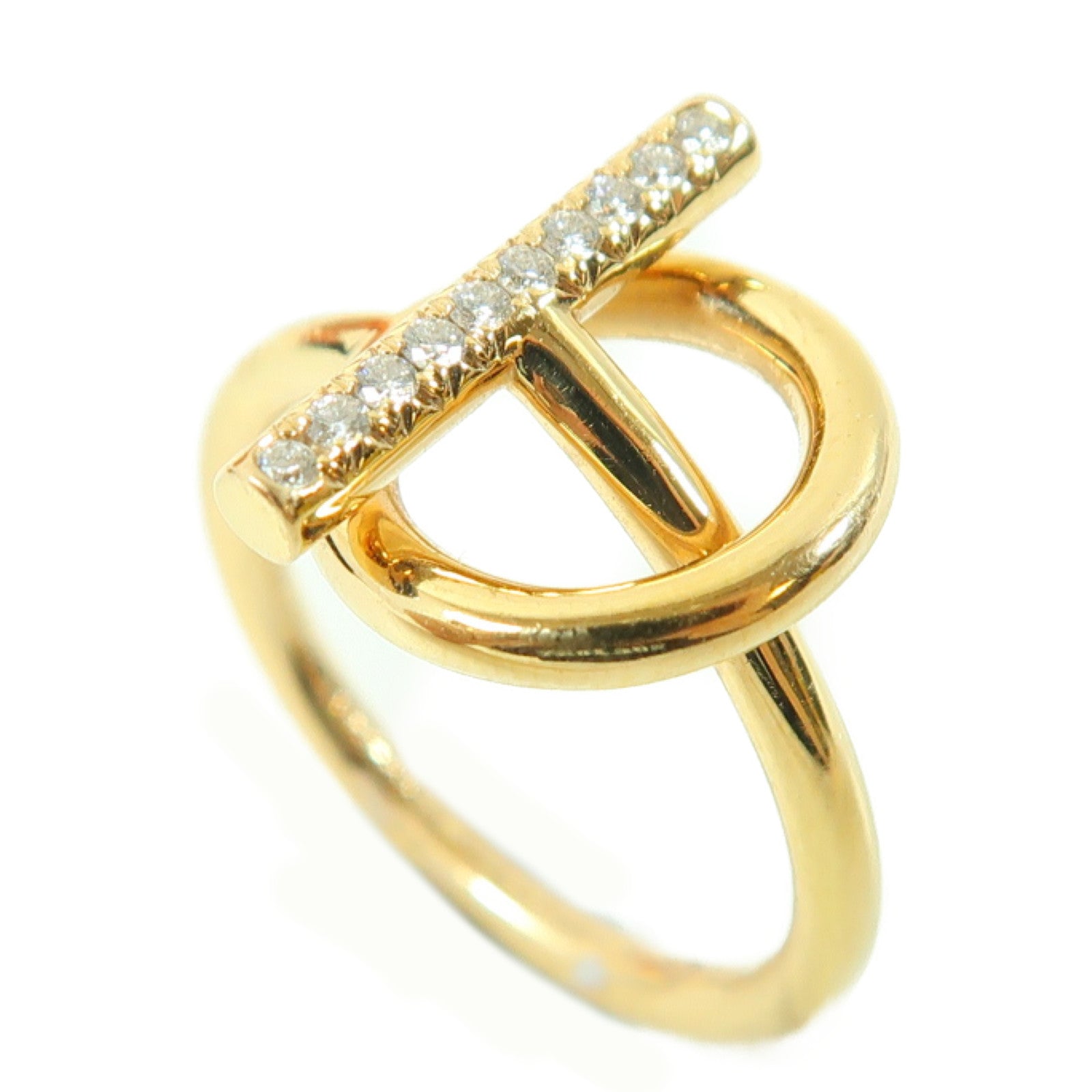 HERMES 18K玫瑰金Echappee Ring 0.07ct鑽石戒指Hermes#50/US#5.5