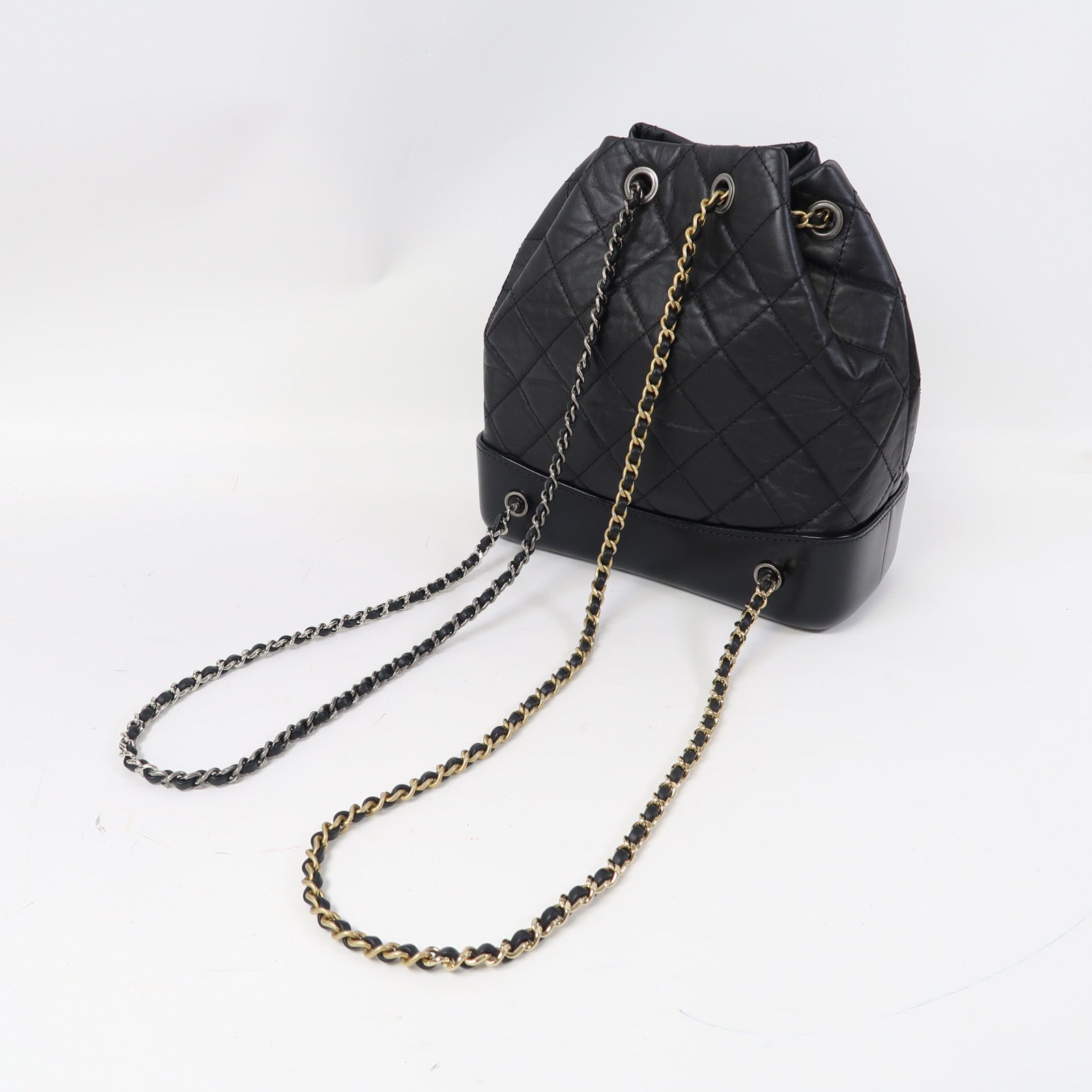 CHANEL 菱格牛皮皮革Gabrielle Backpack背包黑色