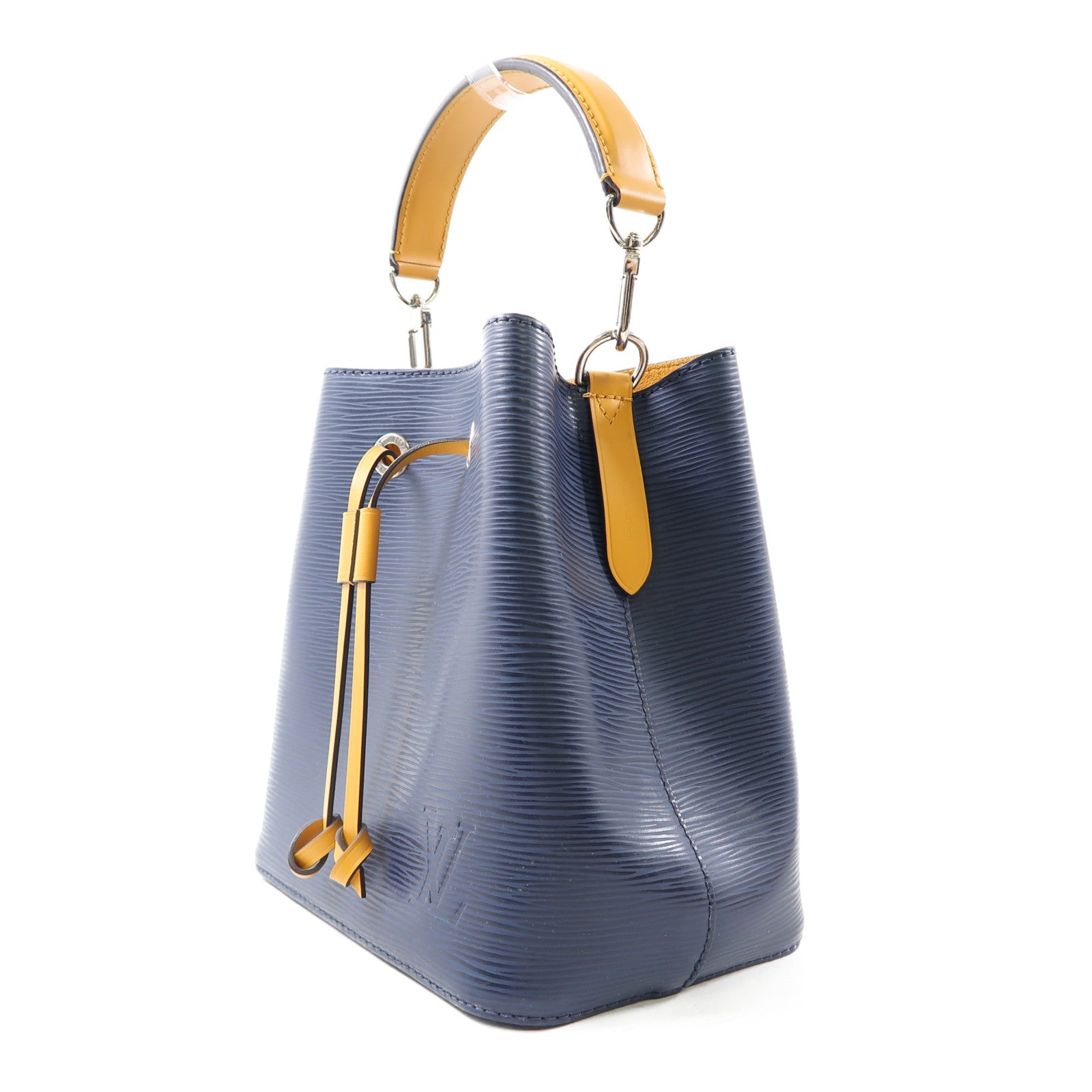 LOUIS VUITTON Epi NeoNoe BB銀扣手挽肩背兩用袋深藍色/黃色