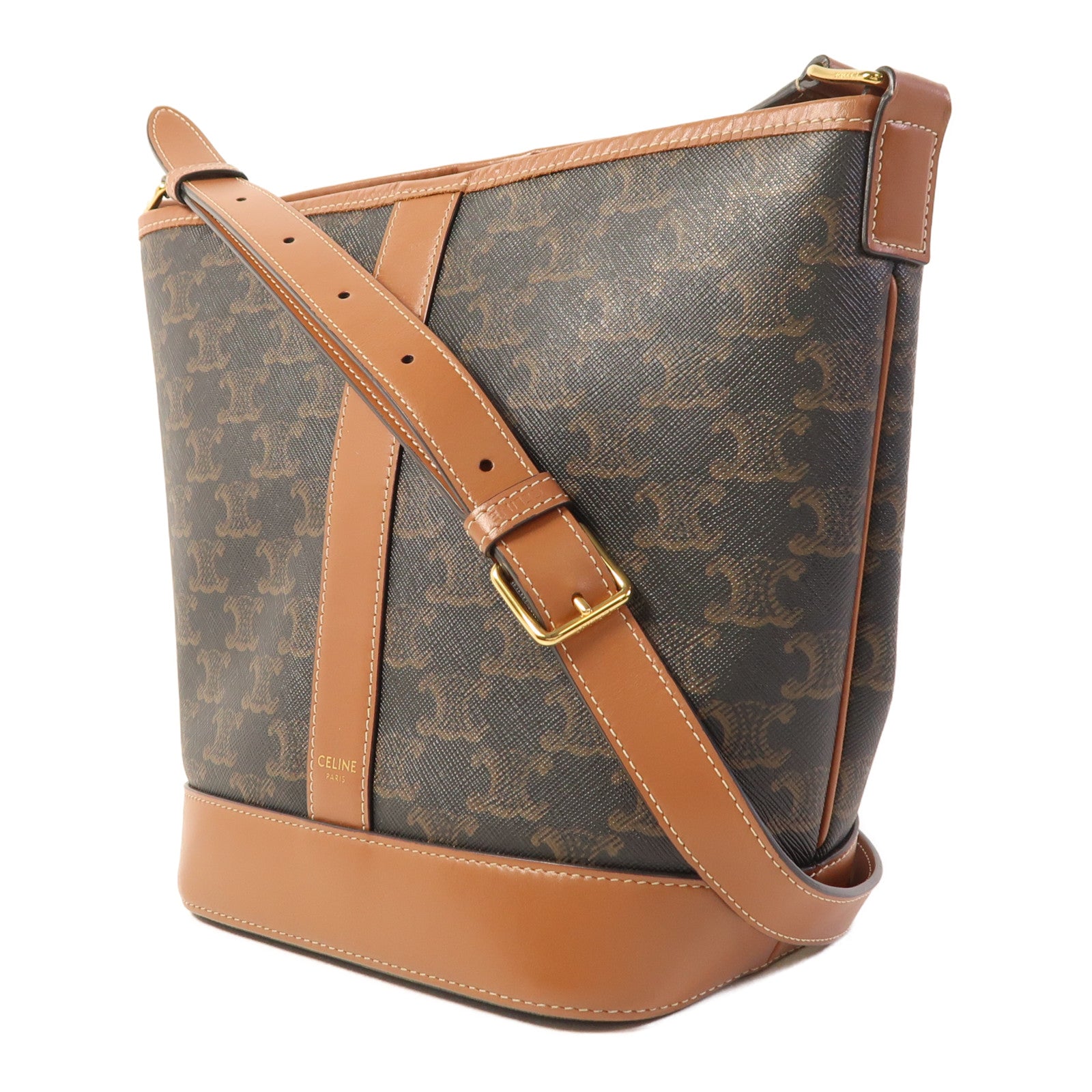 CELINE 塗層帆布Small Bucket金扣肩背袋