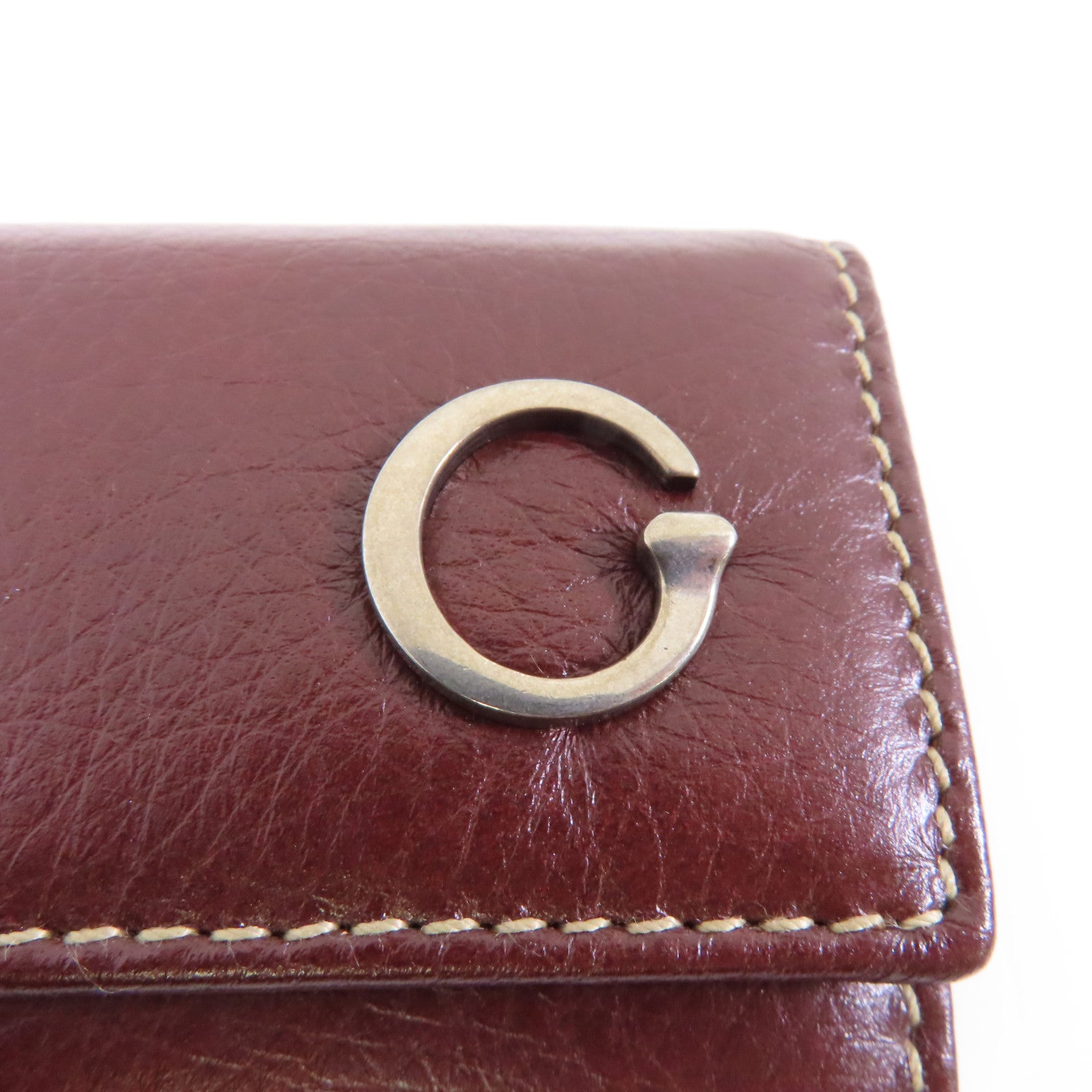 GUCCI (PRICE DOWN) GG SHW Key Case Holder 212177 Calfskin Leather Bordeaux Color