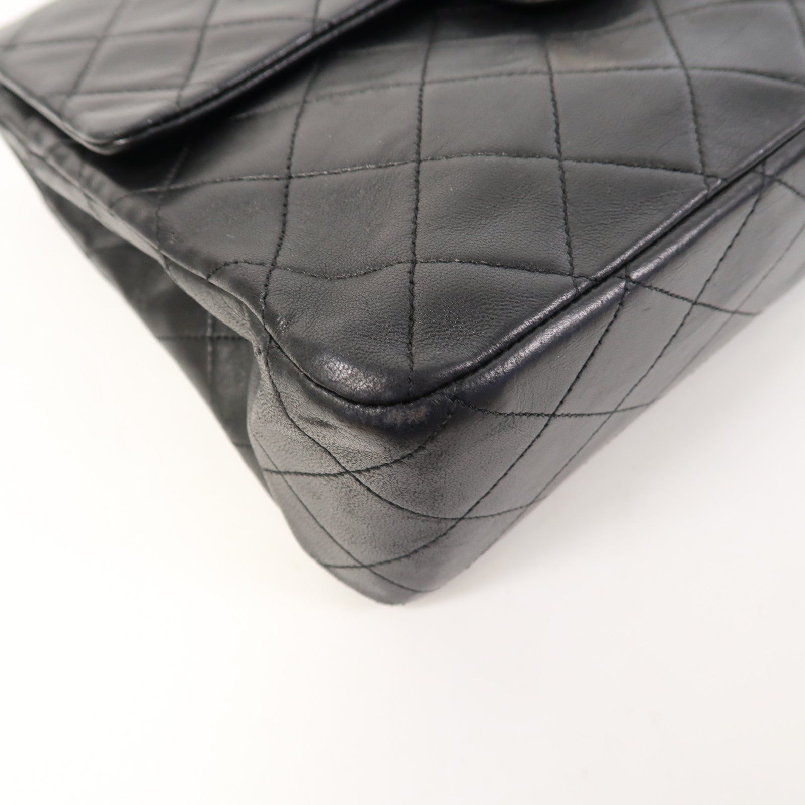 CHANEL 【激減優惠】菱格羊皮皮革Chain Shoulder金扣肩背袋黑色