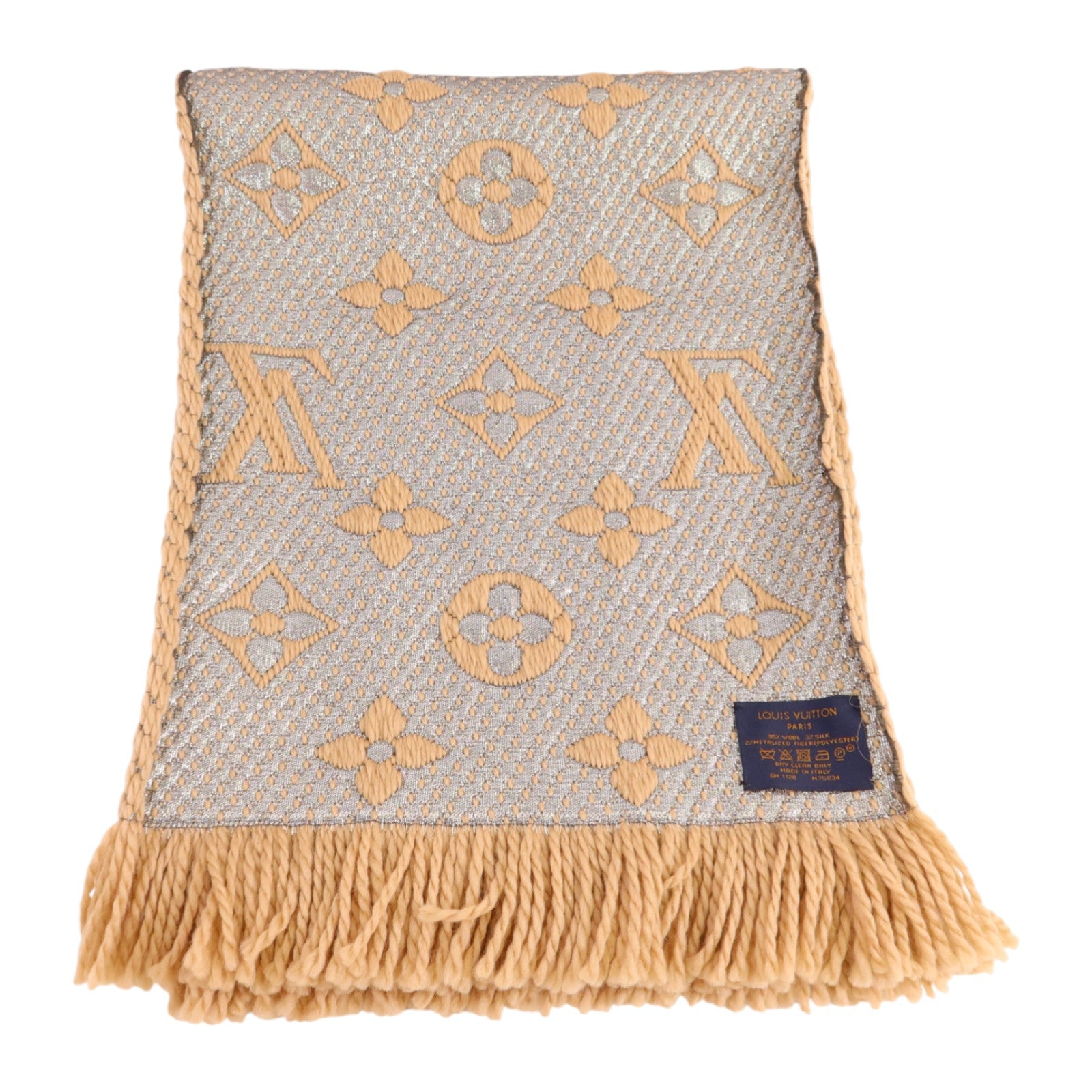 LOUIS VUITTON 羊毛/絲質Echarpe Logomania Shine Scar圍巾