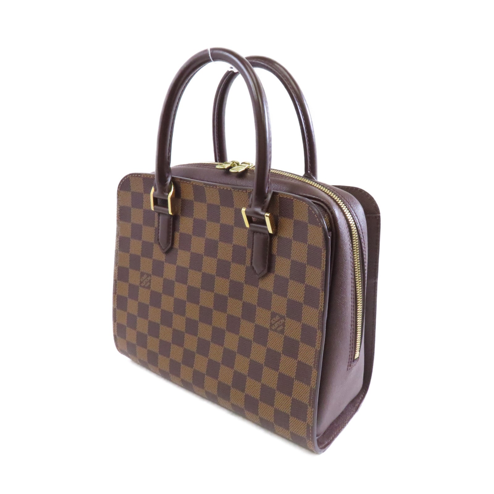LOUIS VUITTON Damier Ebene Trinan金扣手挽袋啡色