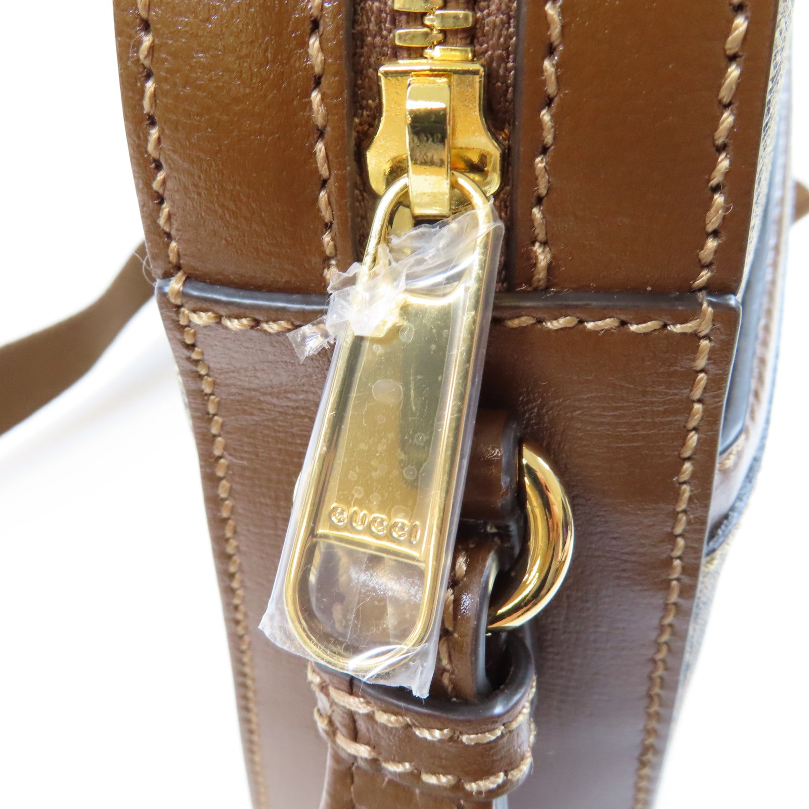 GUCCI 塗層帆布Interlocking G Bag金扣肩背袋啡色