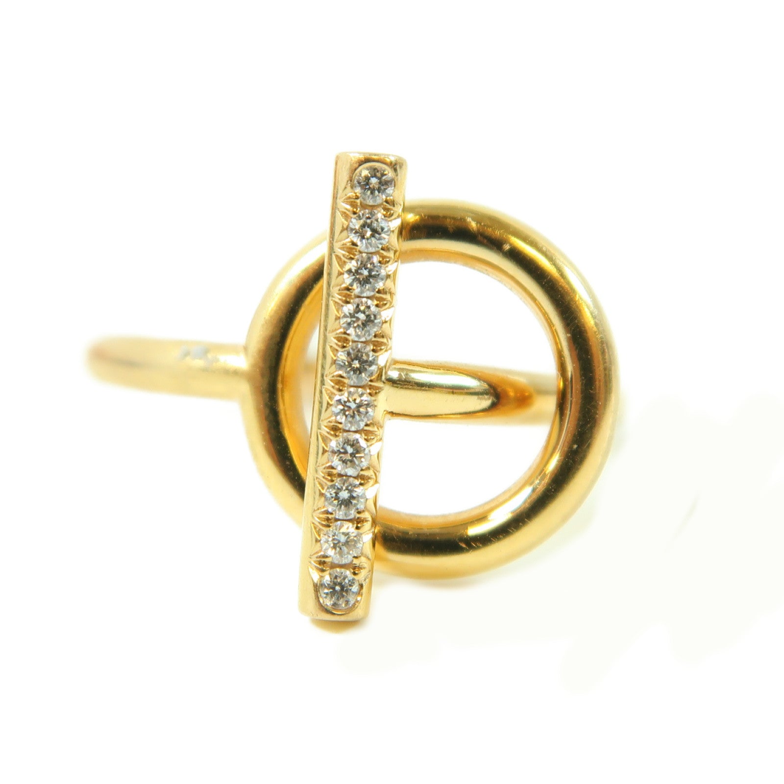 HERMES 18K玫瑰金Echappee Ring 0.07ct鑽石戒指Hermes#50/US#5.5