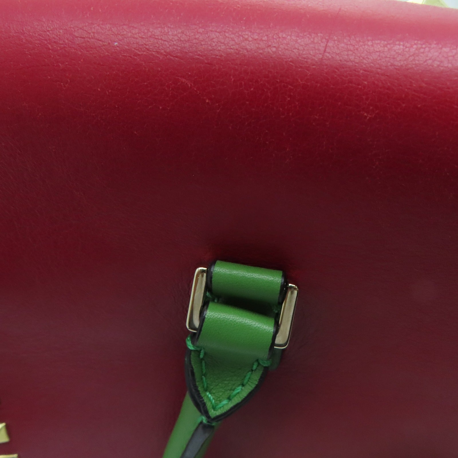 Valentino 牛皮皮革2 Way Shoulder Handbag金扣手挽肩背两用袋红色